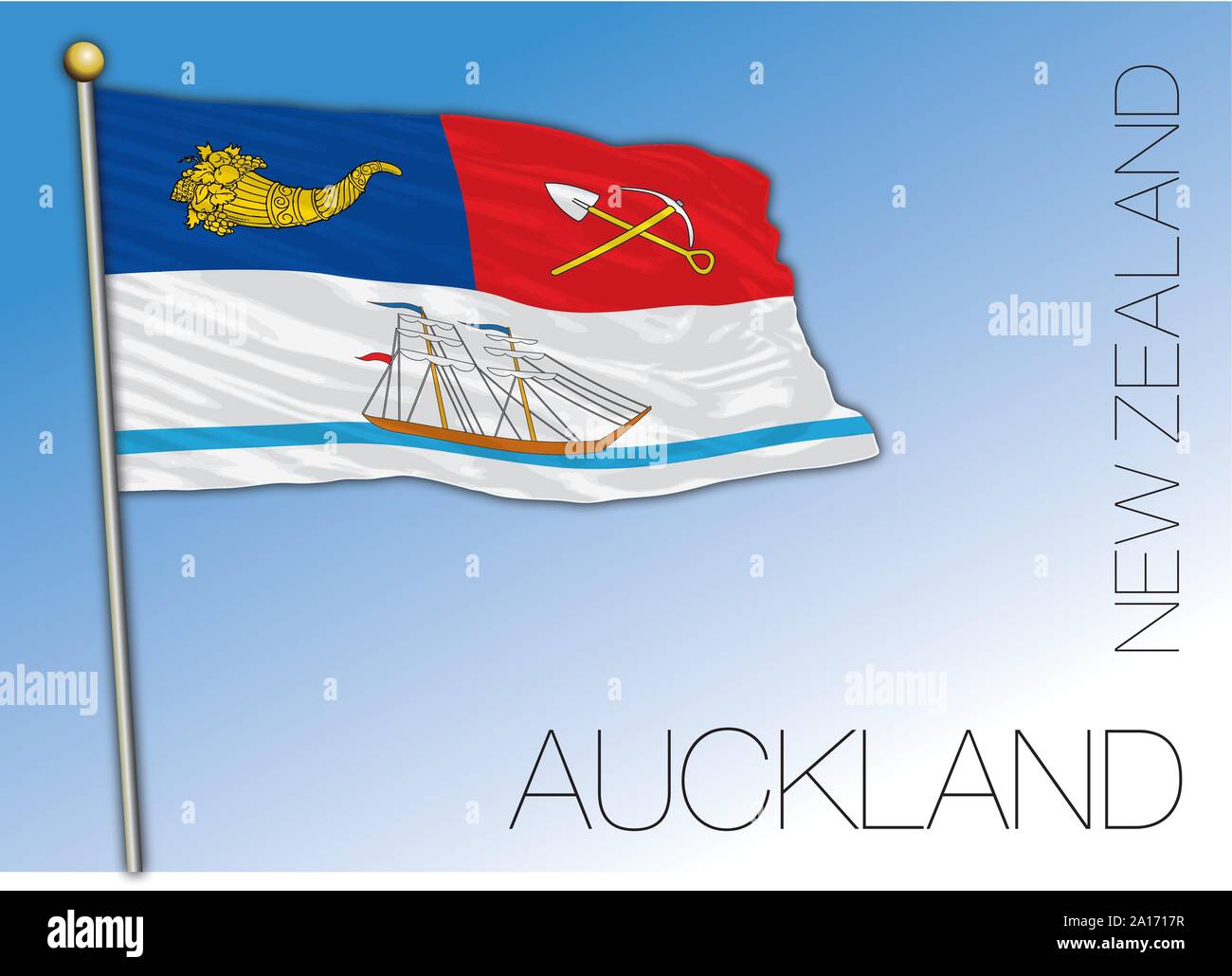 Auckland flag, New Zealand, vector illustration Stock Vector