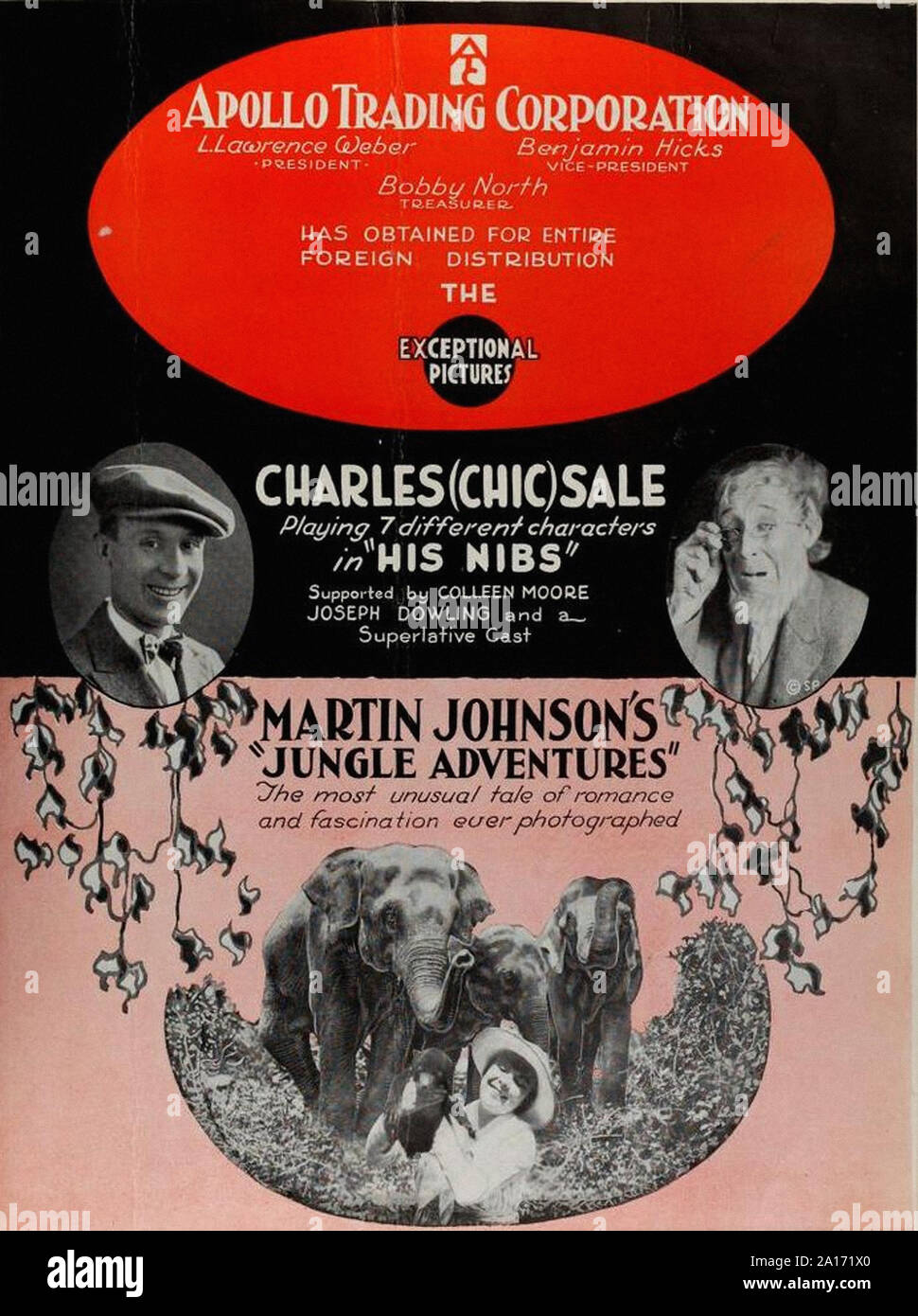 Jungle Adventures 1922 - Promotional poster - Silent Movie Era Stock Photo