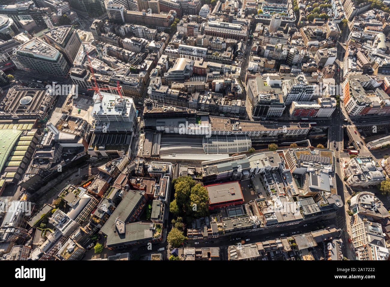 September 2019, Aerial Photographs of the Farringdon Station, UK Stock Photo