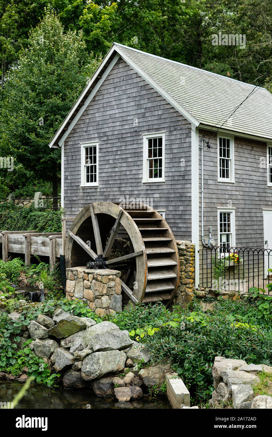 Stony Brook Grist Mill and historic factory village, Brewster, Cape Cod, Massachusetts, USA. Stock Photo