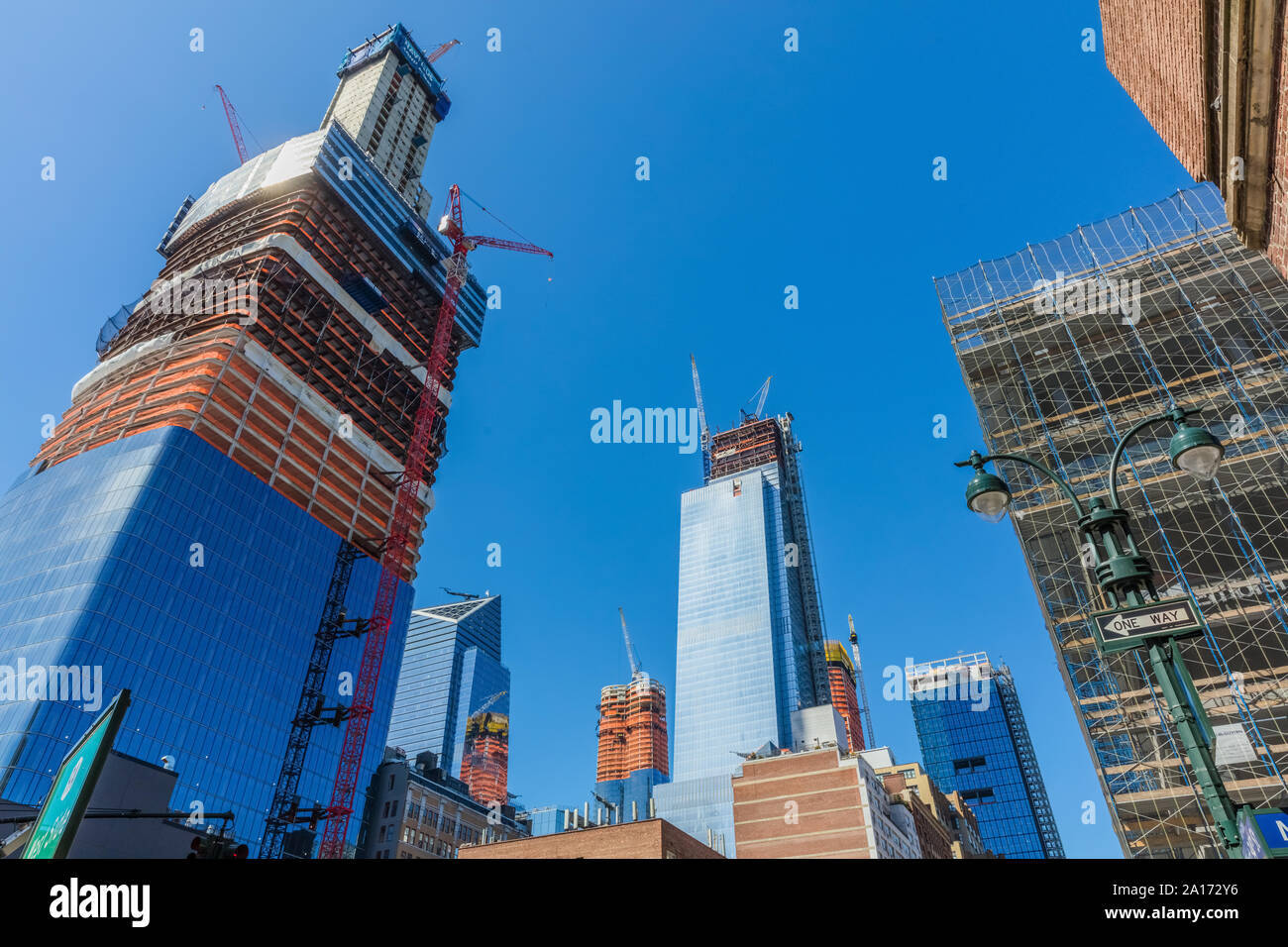 Manhattan midtown building construction in New York City USA Stock