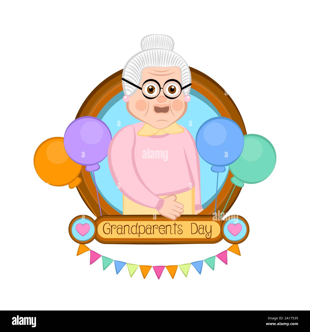 Grandparents day image with a grandmother portrait and balloons