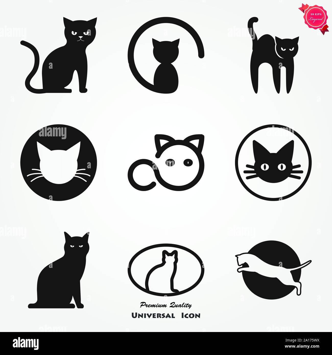 abstract cat vector icon illustration design template