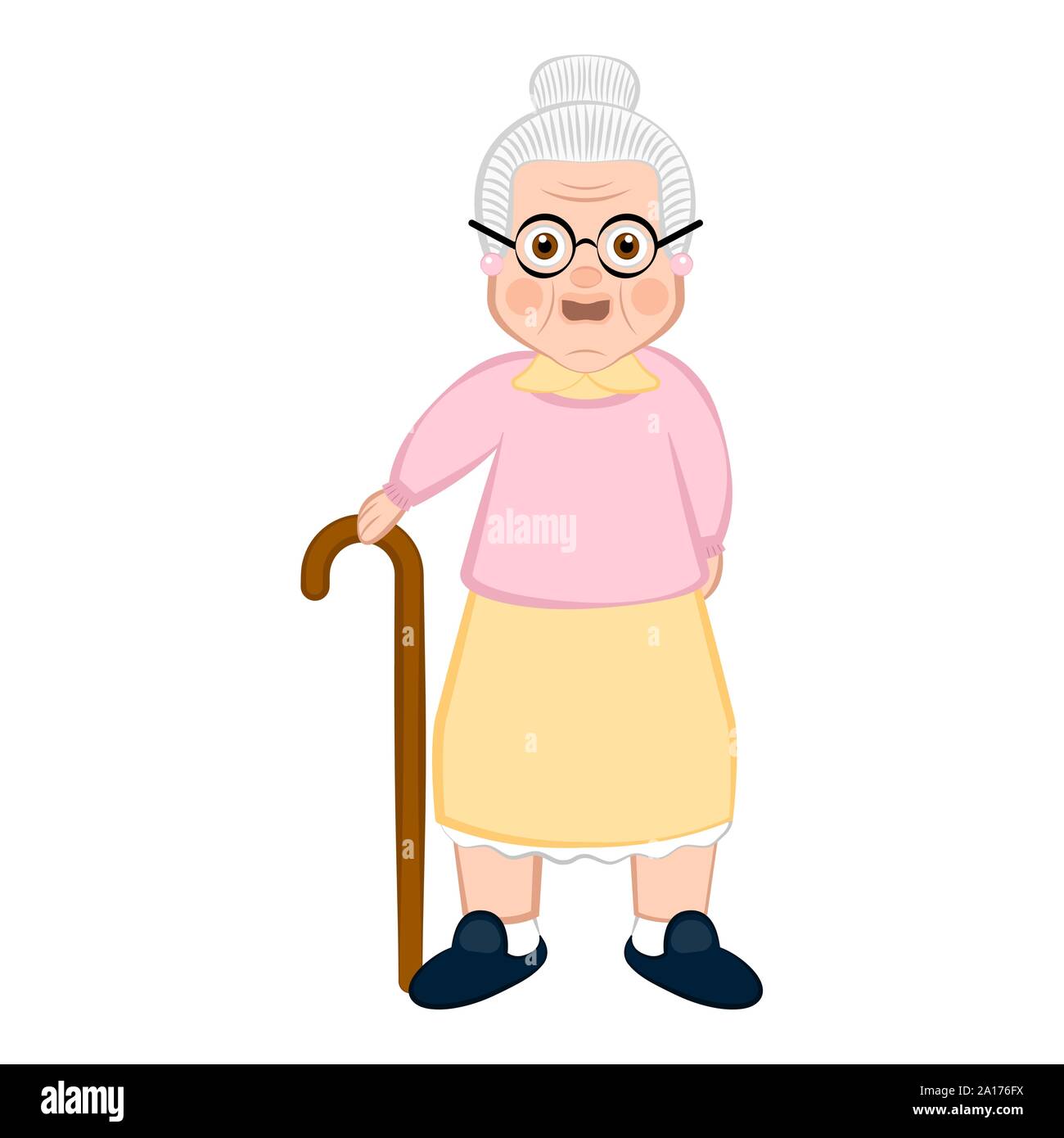 Isolated grandmother cartoon with a wooden walking stick - Vector Stock  Vector Image & Art - Alamy