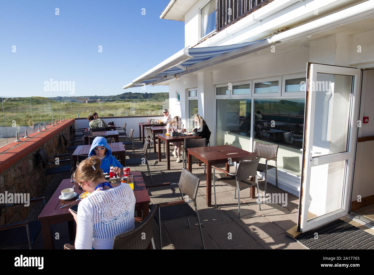 Sands Restaurant on the beach St Ouen's Jersey Stock Photo - Alamy