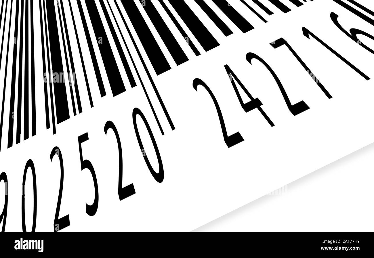 Close up of Bar code label on paper Stock Photo