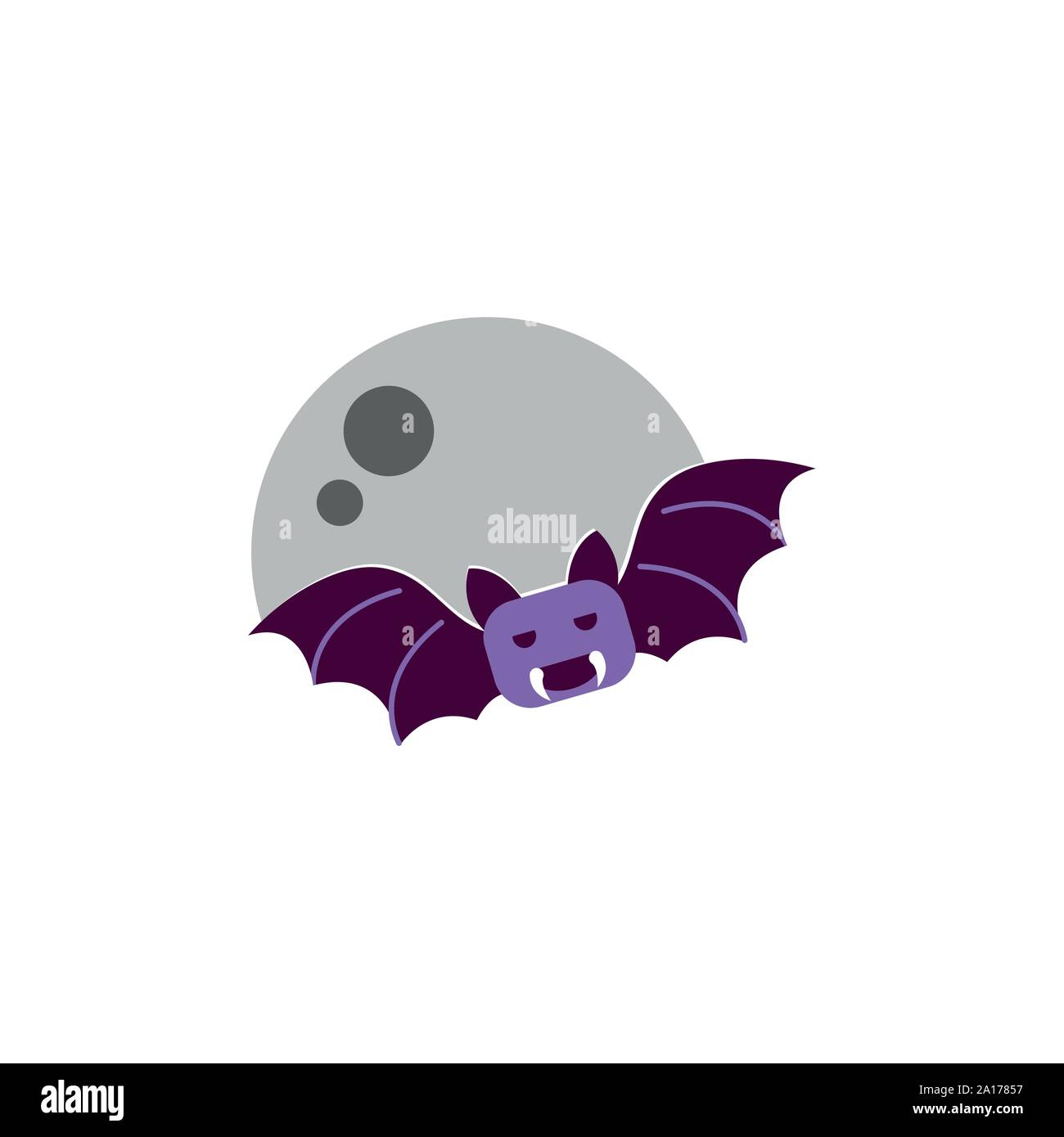 moon and bat trick or treat happy halloween vector illustration Stock ...