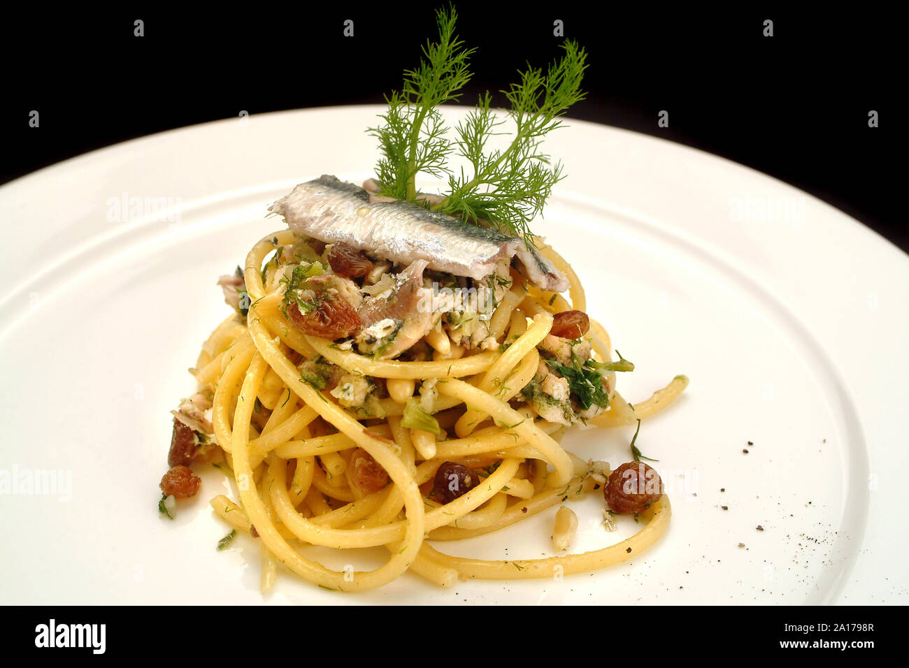 Italian food recipes Sicilian pasta with sardines Stock Photo Alamy