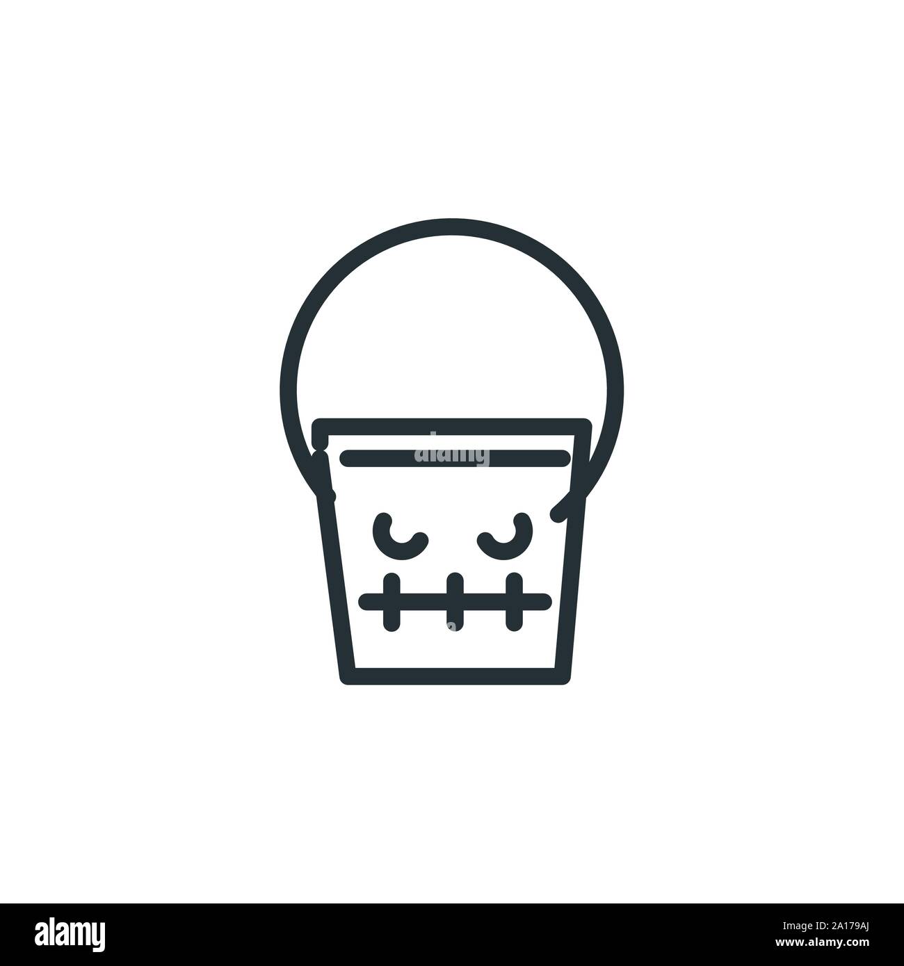 bucket pumpkin trick or treat happy halloween vector illustration line ...