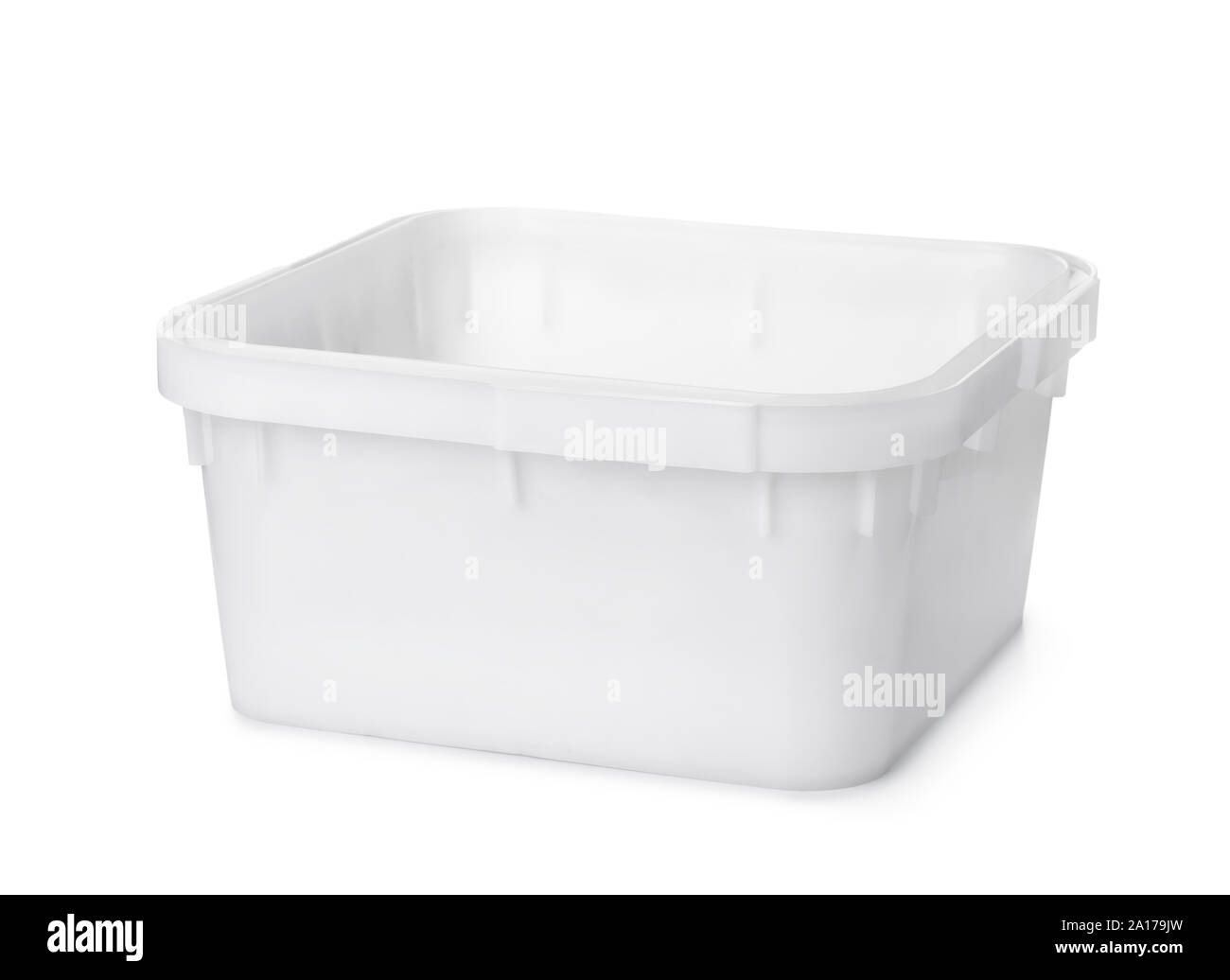 White plastic nest storage bin isolated on white Stock Photo