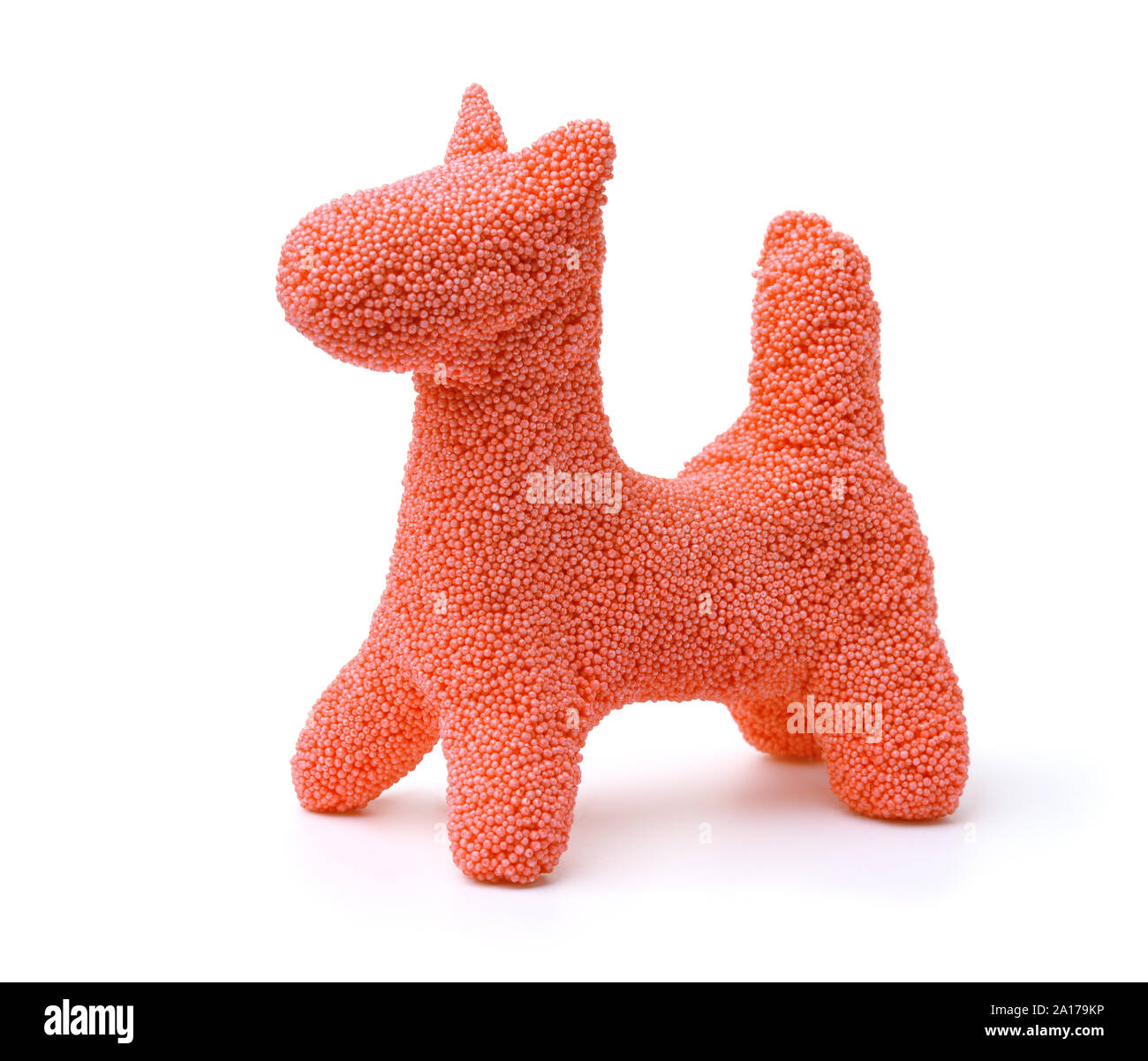 Toy dog made of red modeling foam isolated on white Stock Photo