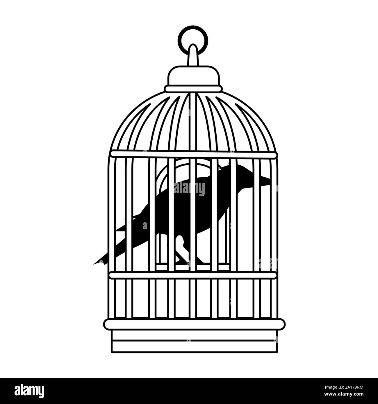 halloween dark crow bird with cage Stock Vector Image & Art - Alamy