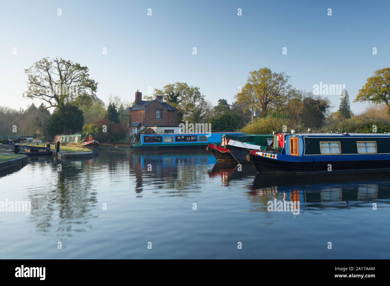 Stratford-upon-Avon canal at Lapworth. Warwickshire. UK. Stock Photo