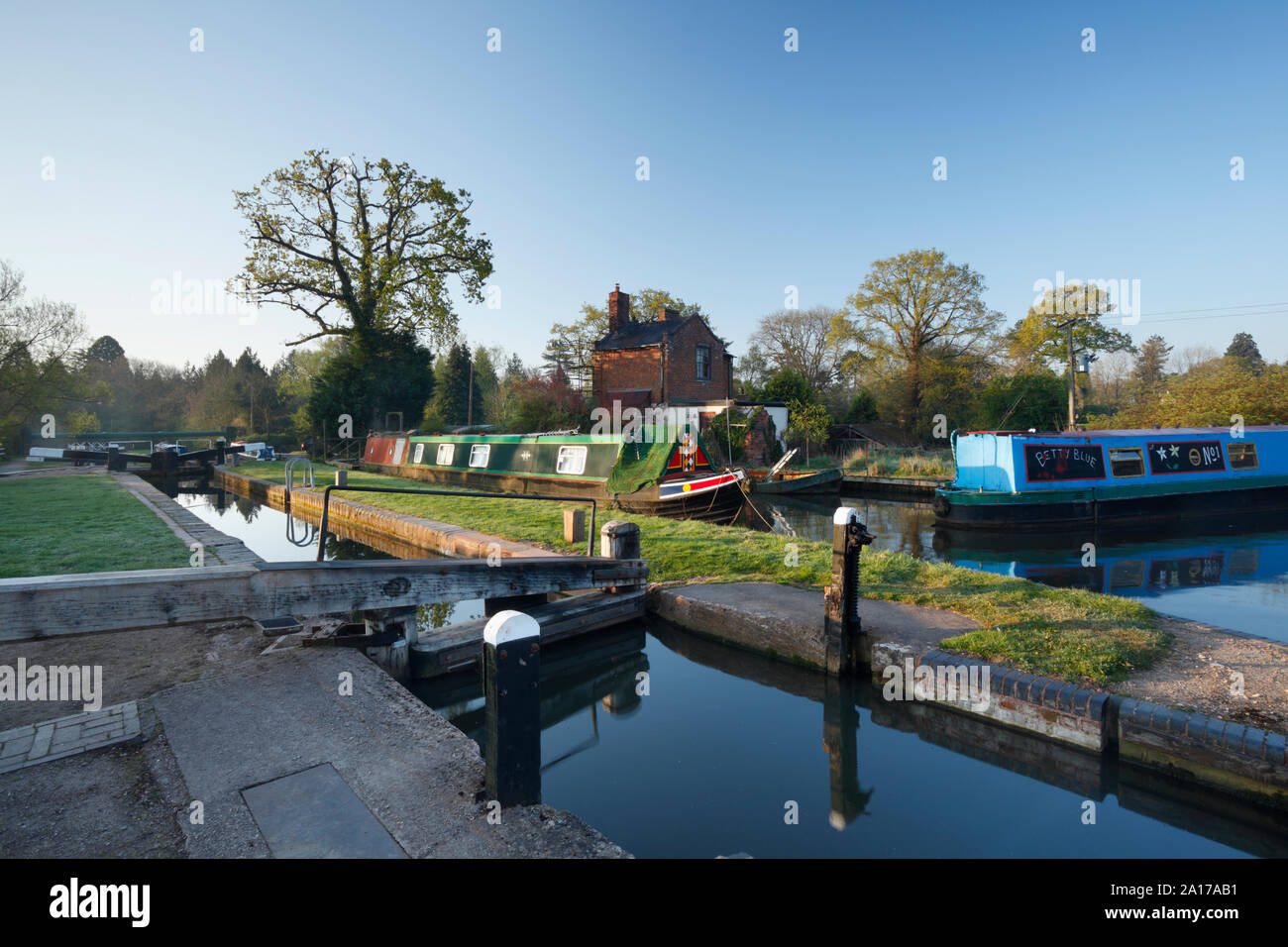 Stratford-upon-Avon canal at Lapworth. Warwickshire. UK. Stock Photo