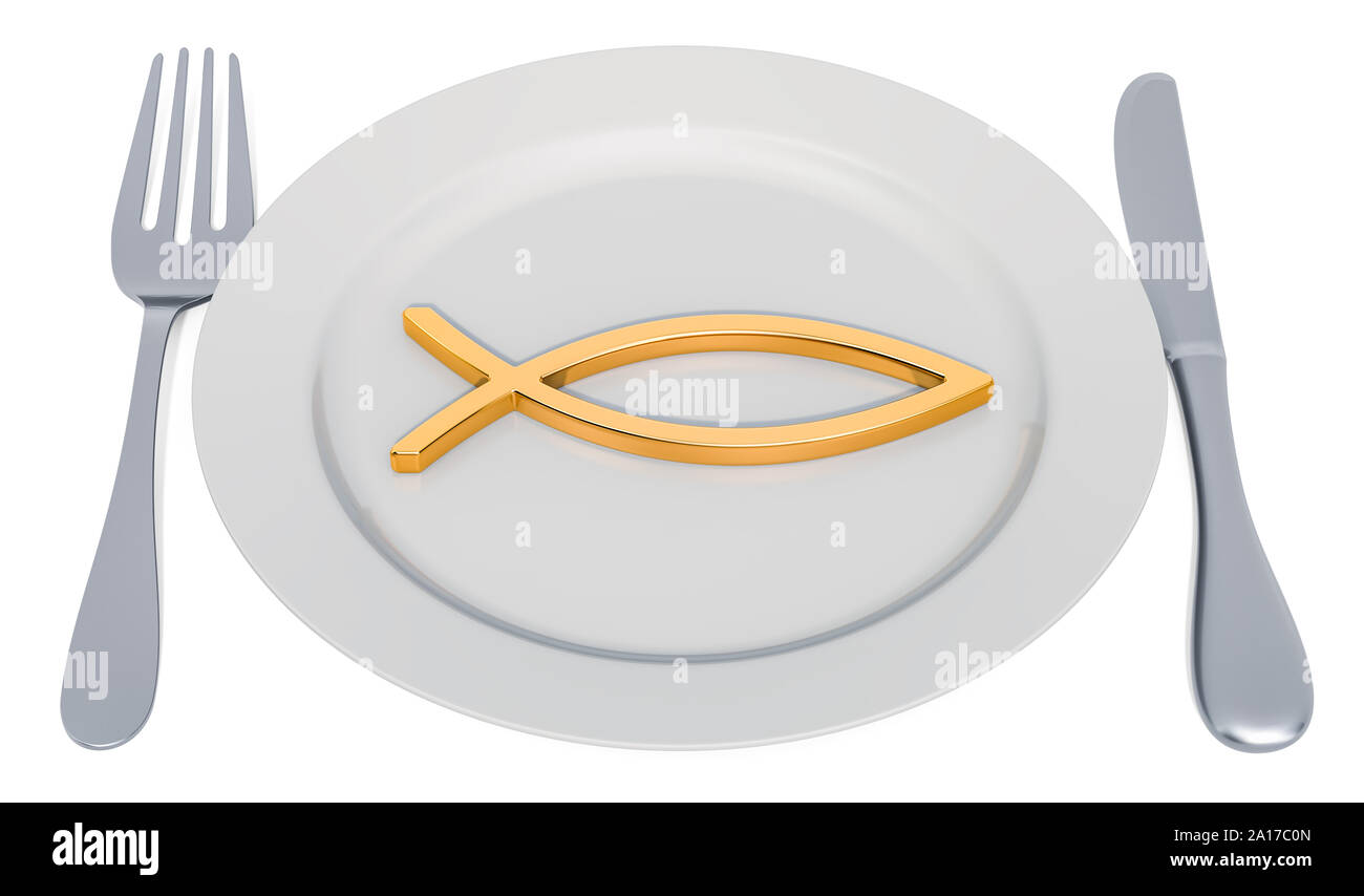 Fasting and abstinence in the Christian religion concept. 3D rendering