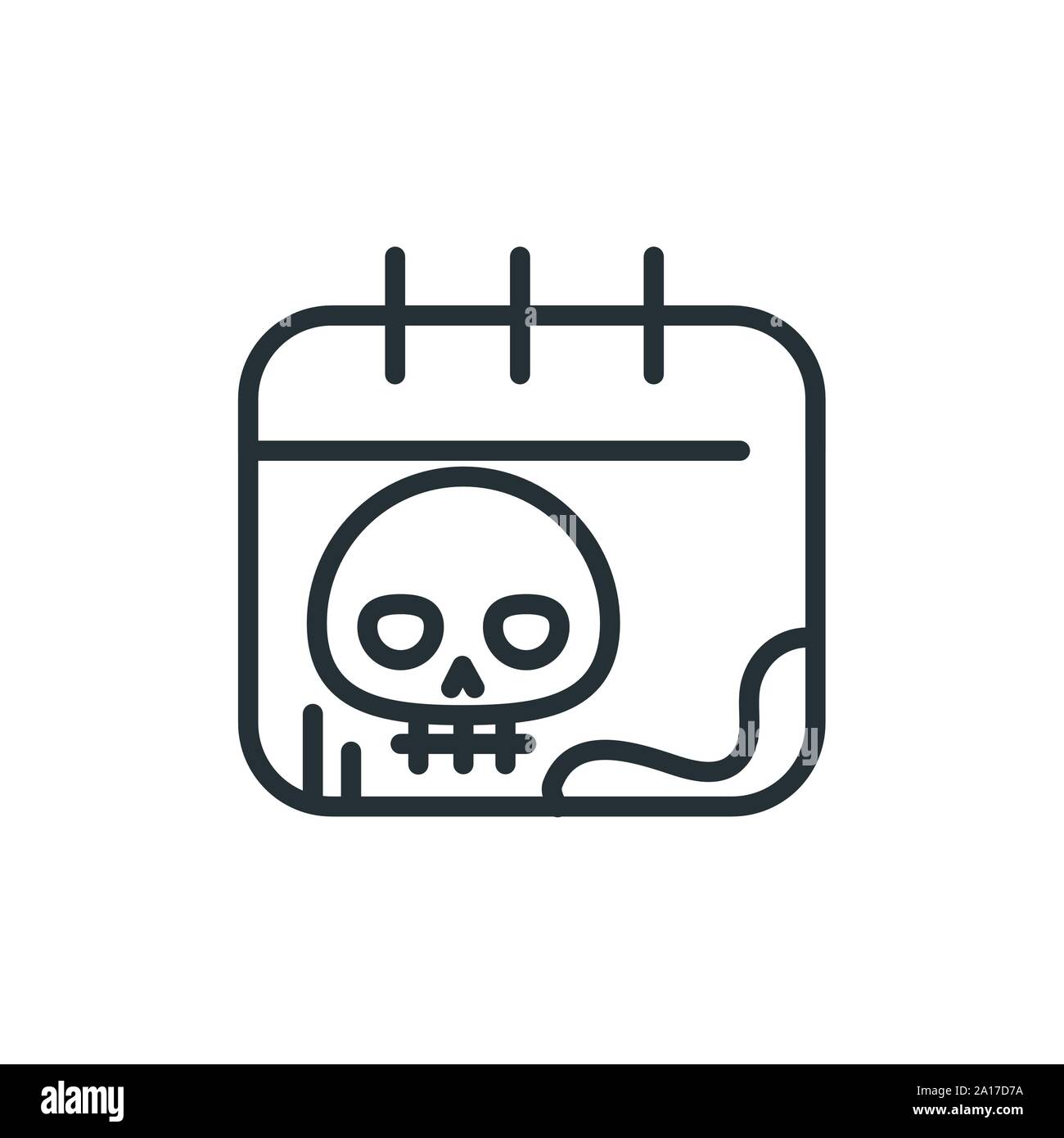 calendar skull trick or treat happy halloween vector illustration line ...