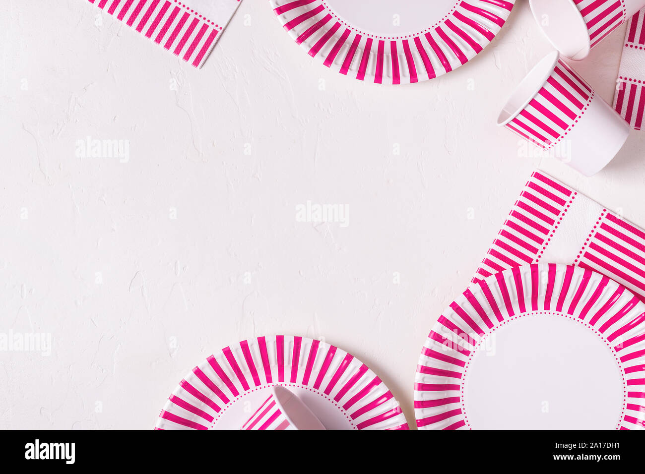 Eco-friendly disposable paper tableware. Party, picnic or bbq concept. Stock Photo