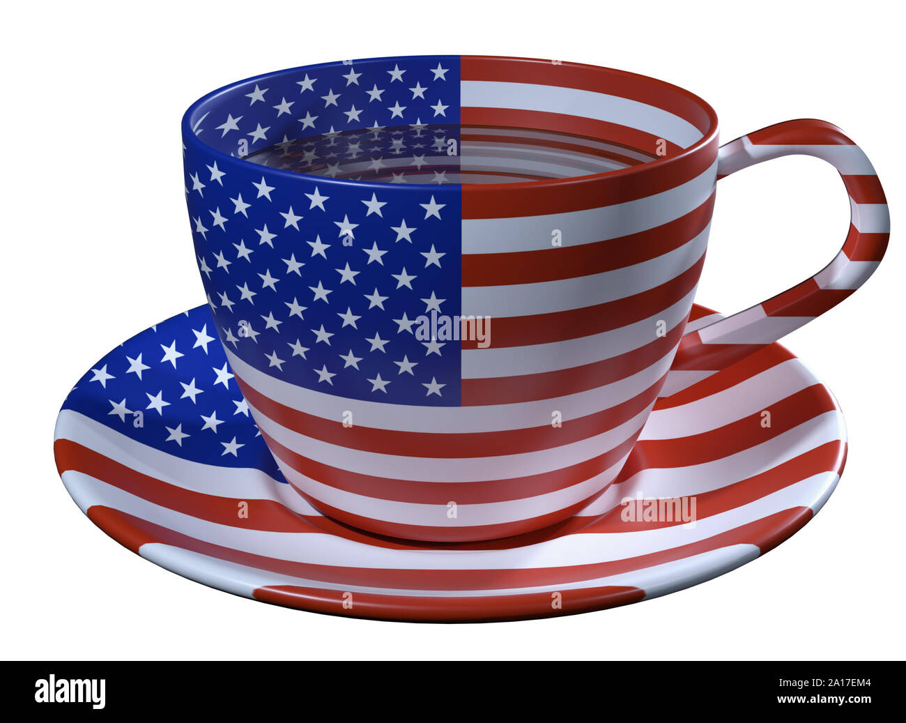 Tea Cup and saucer, which is applied to the image of the flag of USA