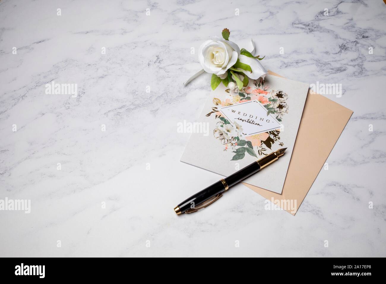 Wedding Invitation note card writing set Stock Photo Alamy