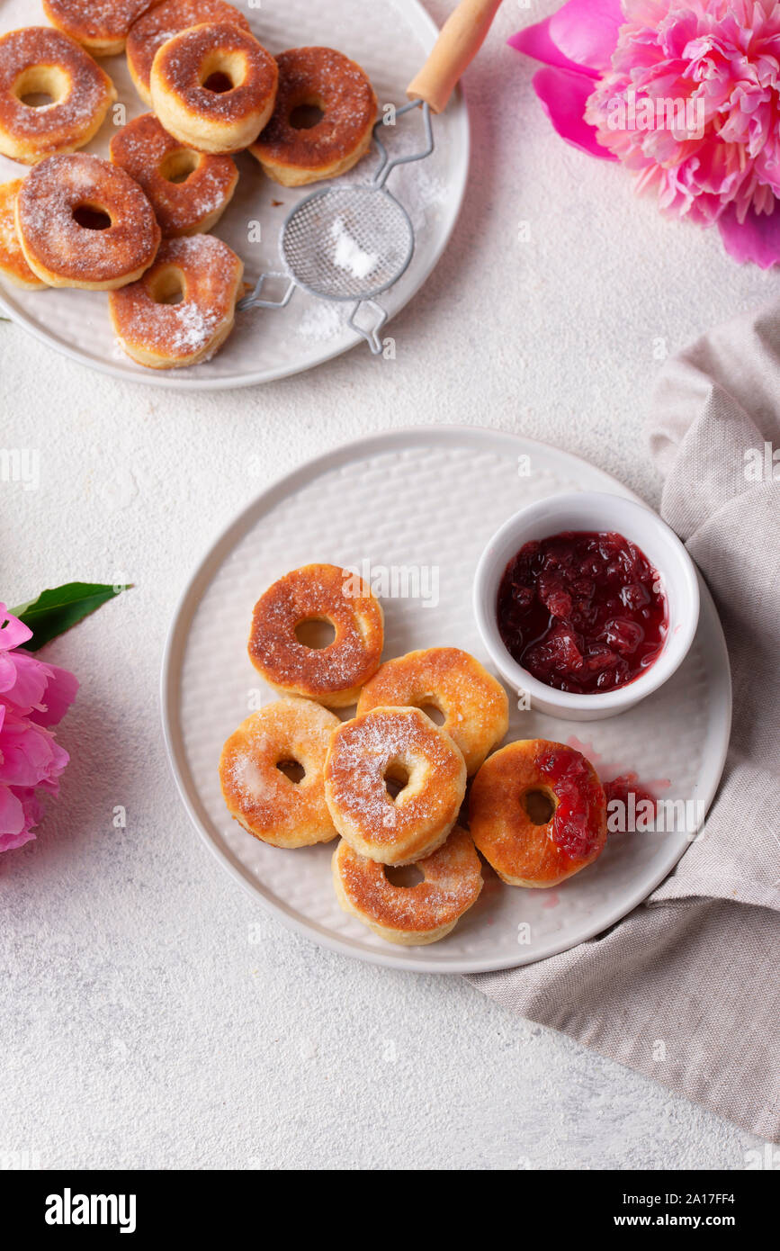 Homemade donuts with rose jam Stock Photo Alamy