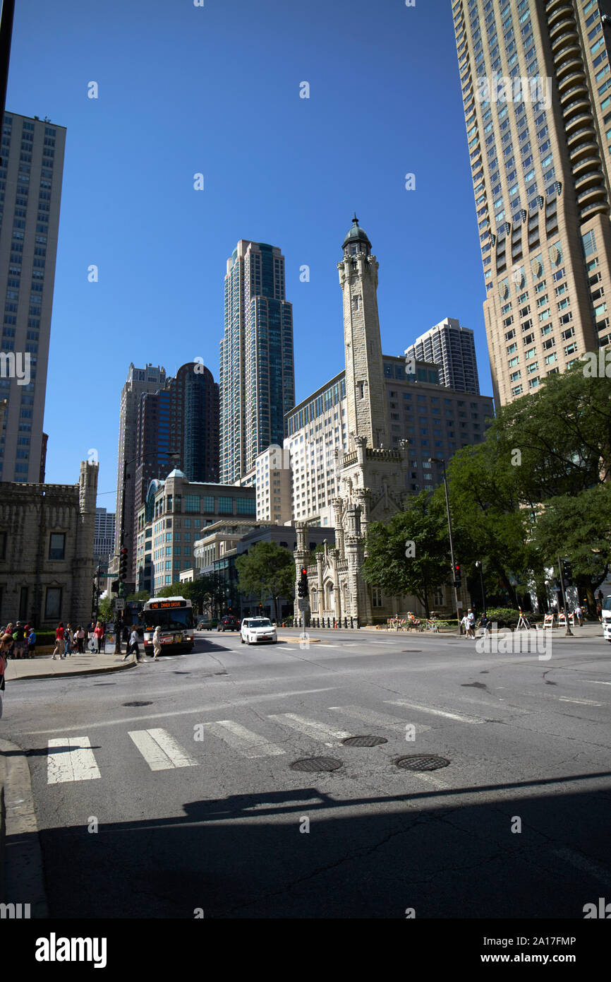 looking along north michigan avenue magnificent mile from water tower place chicago illinois united states of america Stock Photo