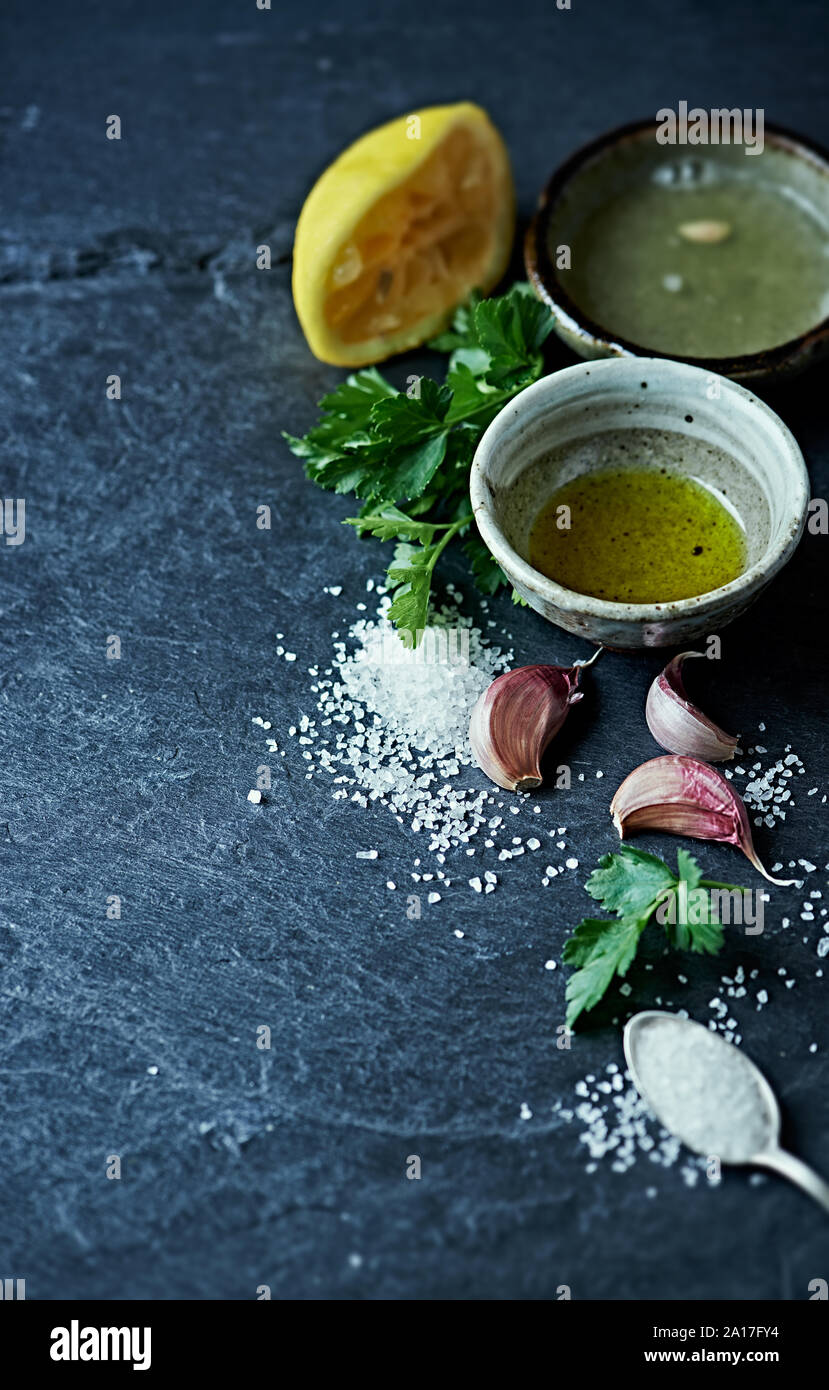 Ingredients for Salsa Verde Stock Photo