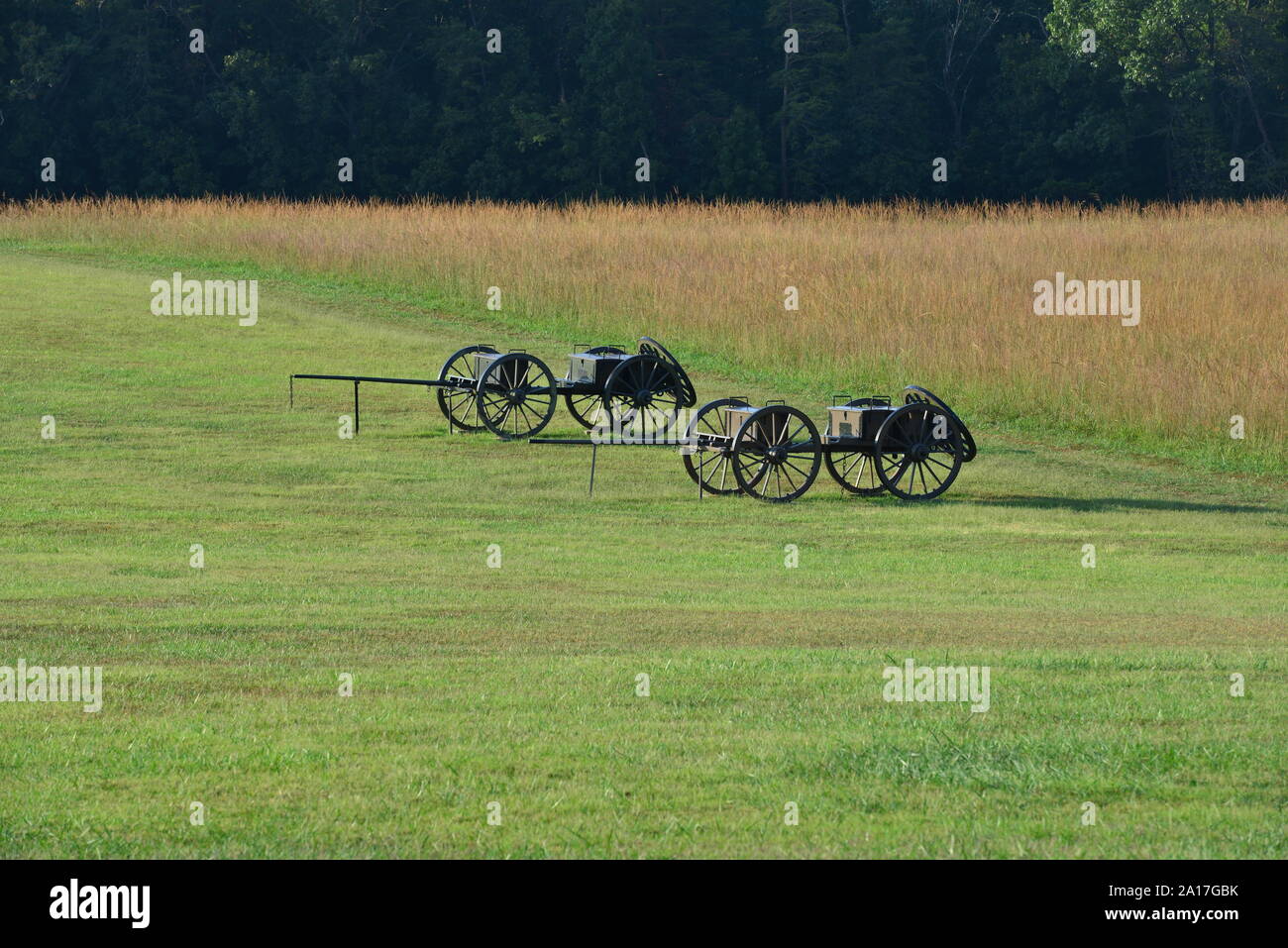 Limbers and Caissons at Manassas, the first Battle of the Bull Run. Stock Photo
