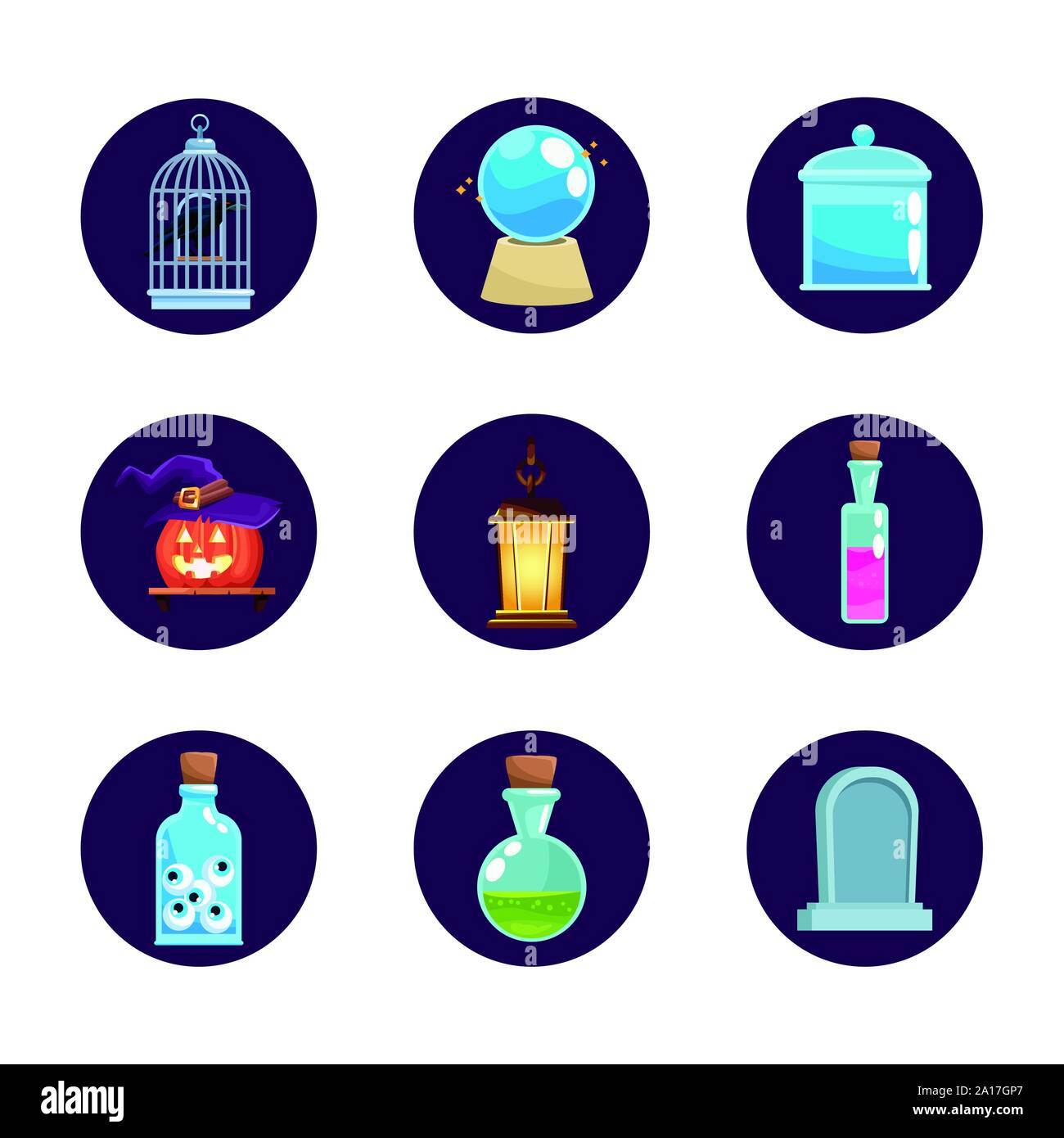 bundle of halloween set icons Stock Vector