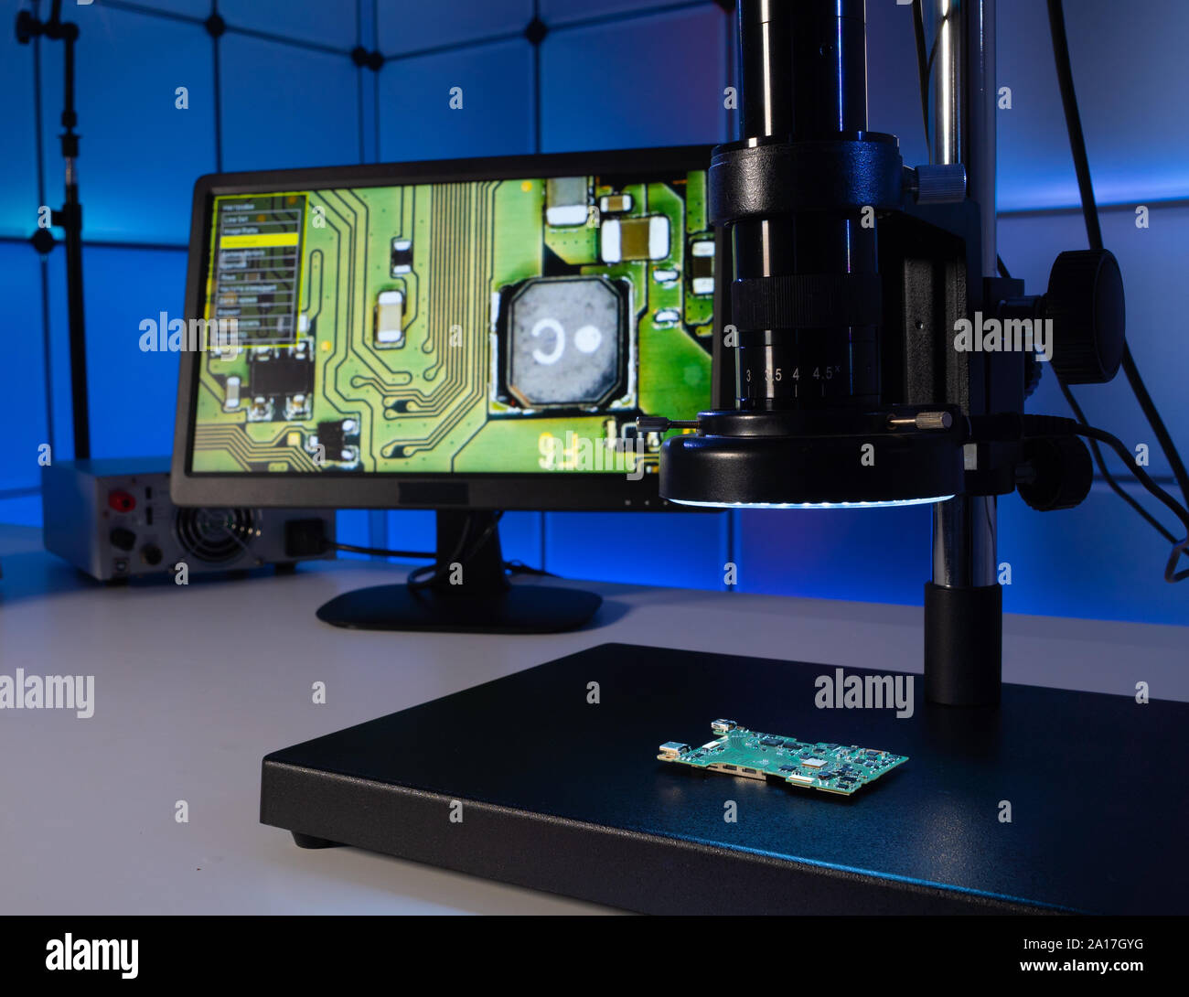 Inspection of the quality of silicon chips in the laboratory with a ...