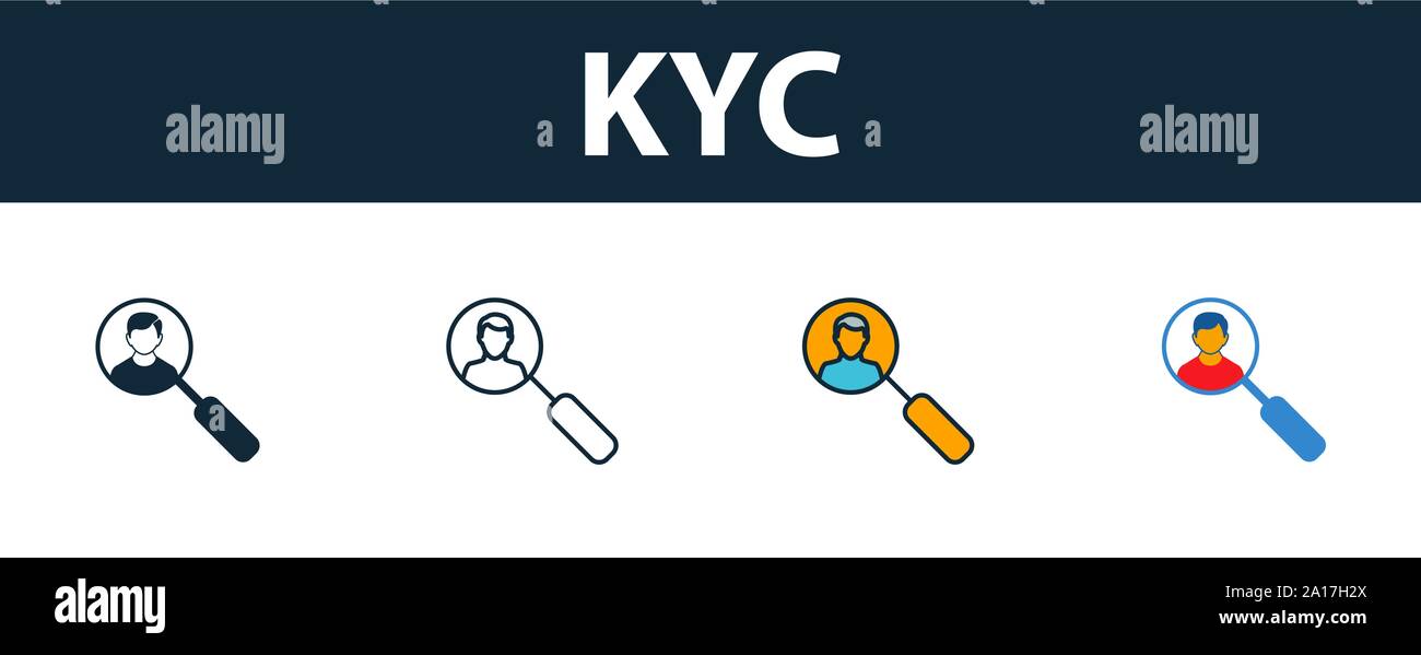 Kyc icon set. Premium symbol in different styles from fintech ...