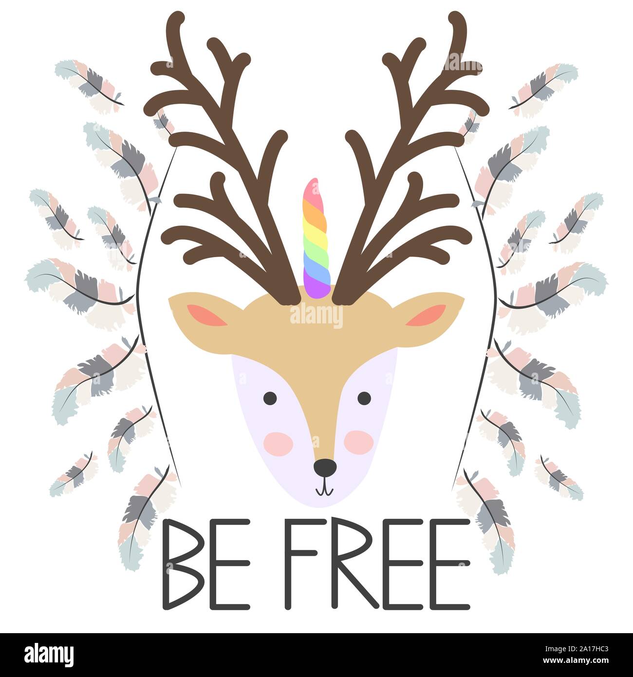 Cute Deer Head T-shirt Print Design for Kids. Deer Face. Scandinavian Print  or Poster Design, Baby Shower Greeting Card Stock Vector Image & Art - Alamy