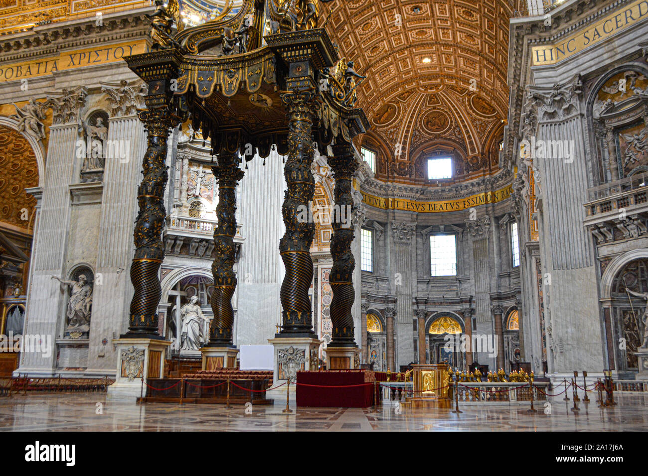 VATICAN CITY - Bernini's baldachin in the Saint Peter's Basilica in Vatican City. Stock Photo