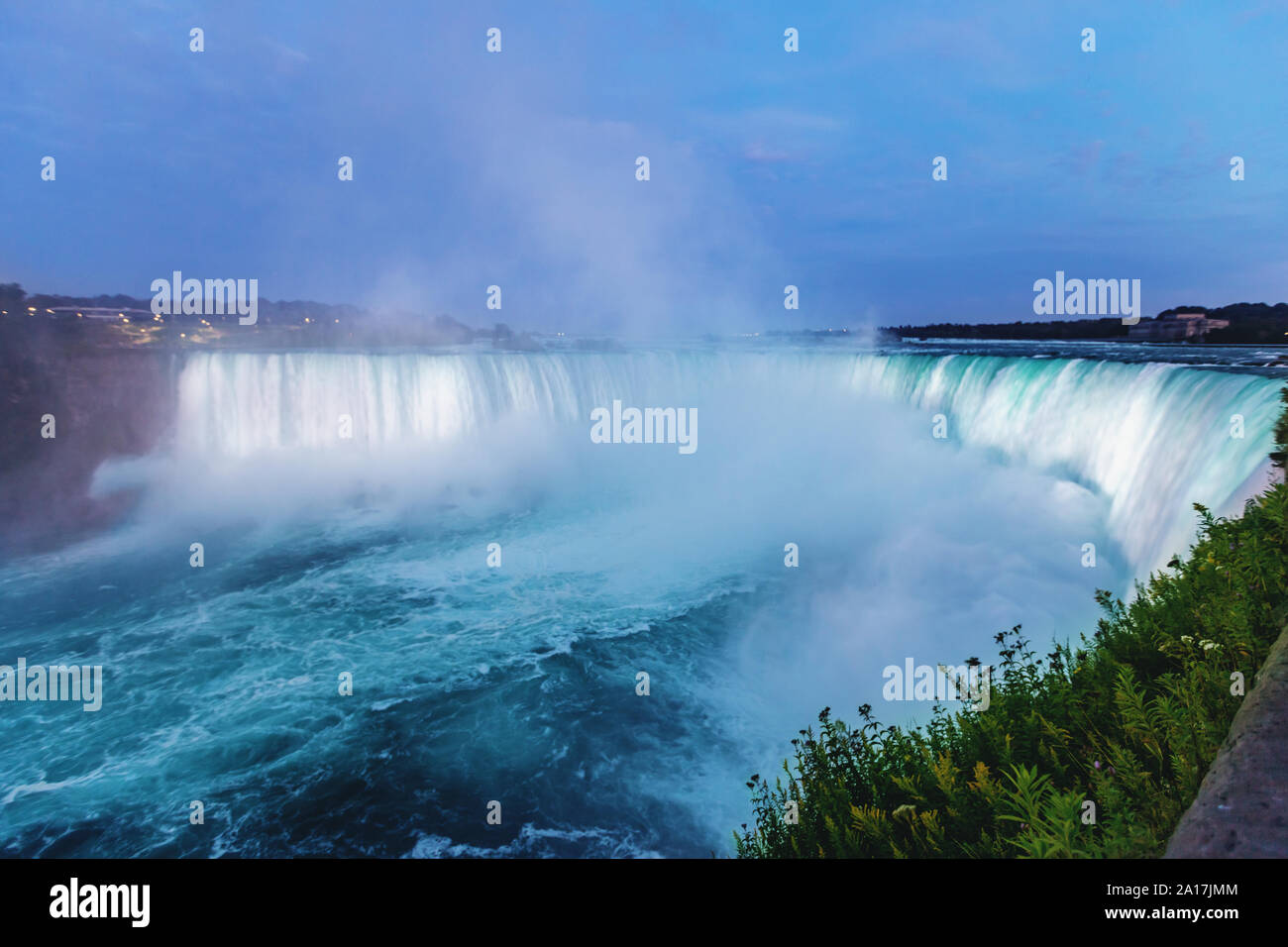Niagara Falls seen at dusk from Canada Stock Photo Alamy