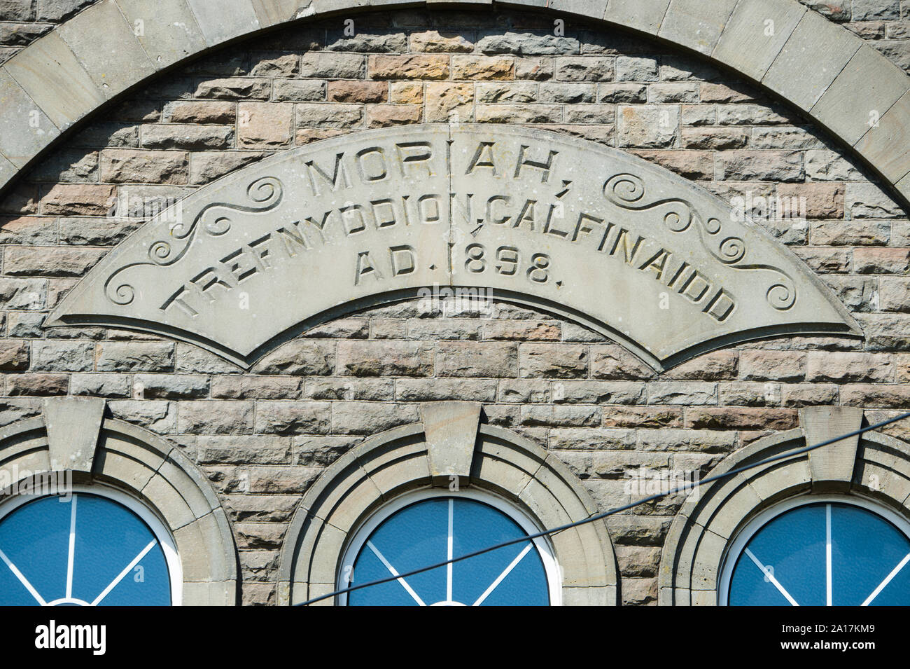 Religion in the UK: Moriah Chapel, Loughor, Swansea. Moriah was the home church of Evan Roberts, who led the Revival in 1904-05 which started in the Calvinistic Methodist Church and spread to other denominations. An estimated 100,000 people in Wales became Christians as a result Stock Photo
