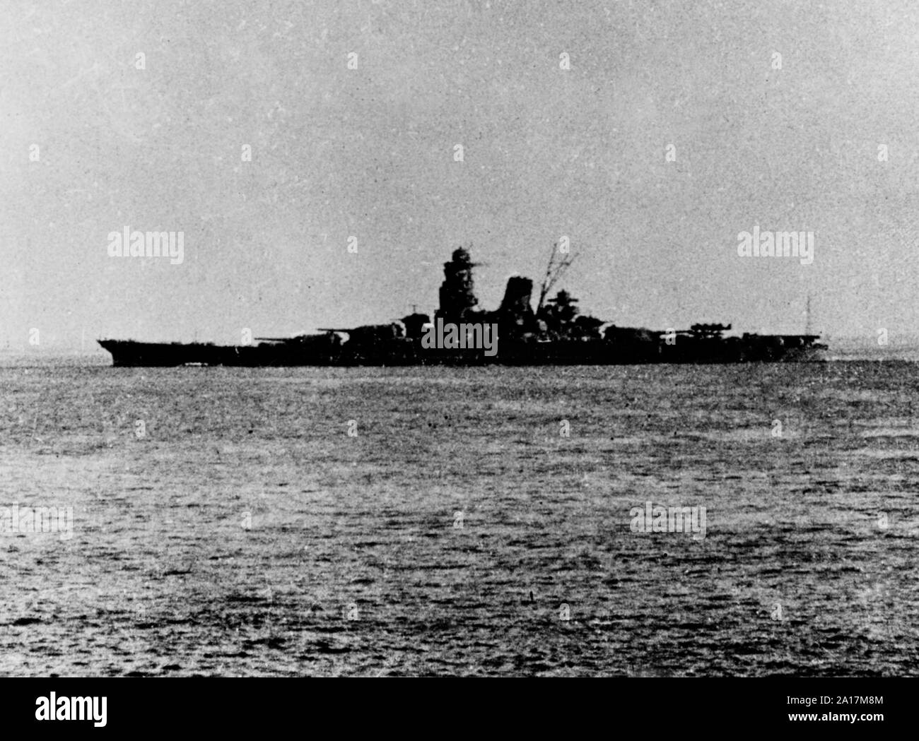 Japanese battleship Musashi leaving Brunei, Borneo, in 1944 to take part in the Battle of Leyte Gulf Stock Photo