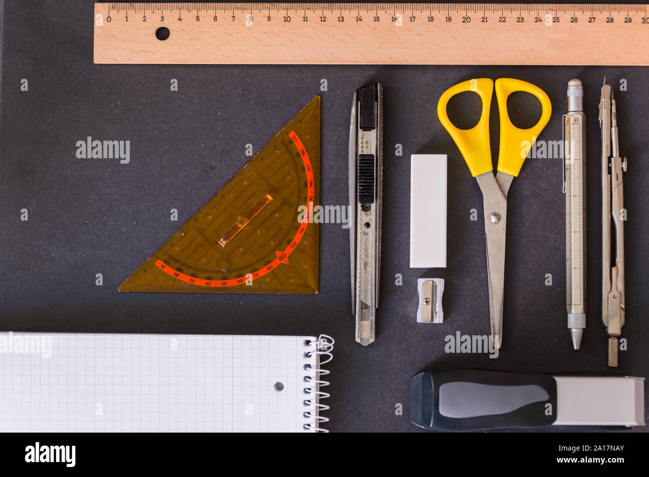 Back to school_School supplies for a fresh start Stock Photo