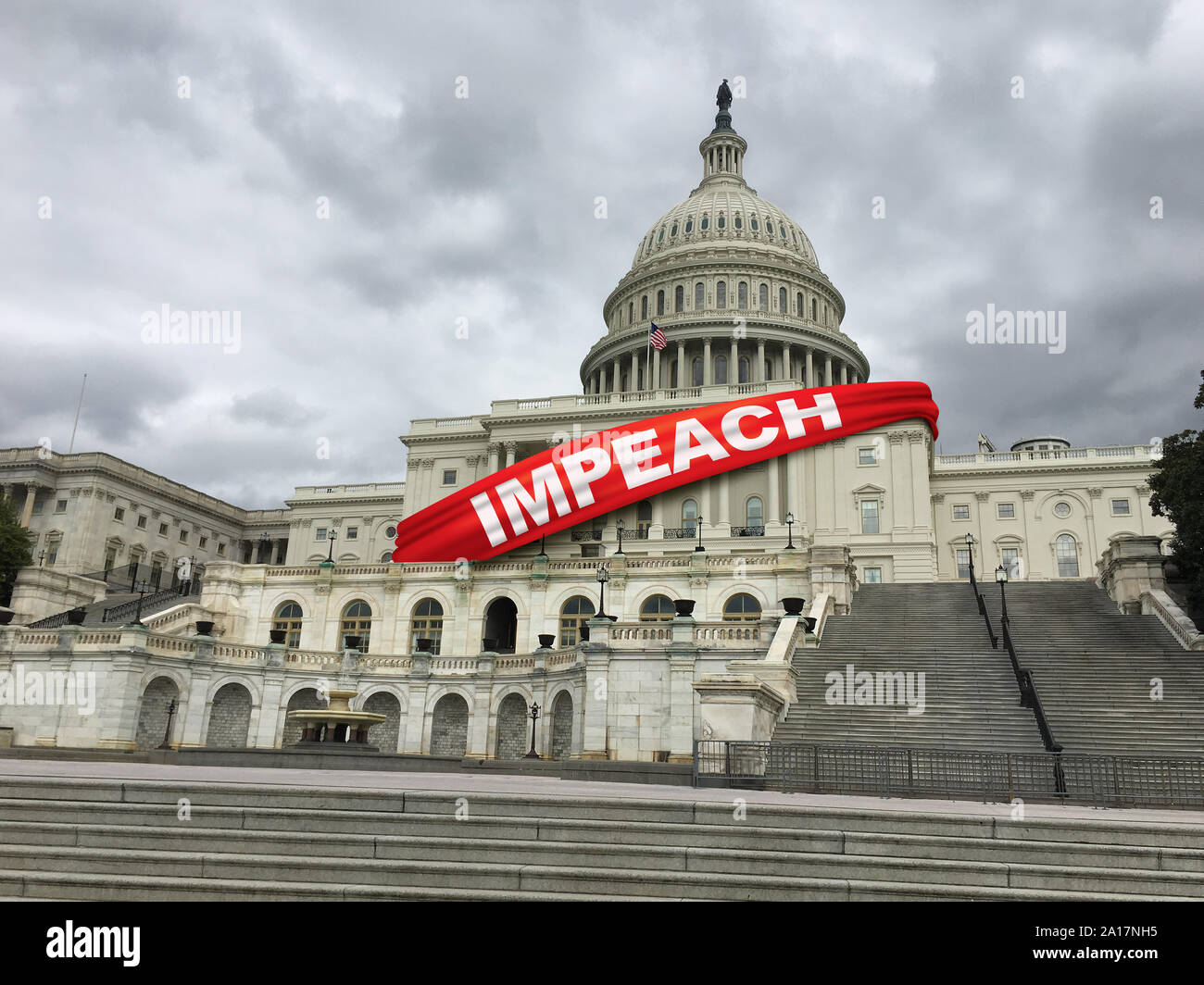 Impeach and impeachment concept as United States congress votes on legislation for impeaching a president or removing a political figure representing Stock Photo