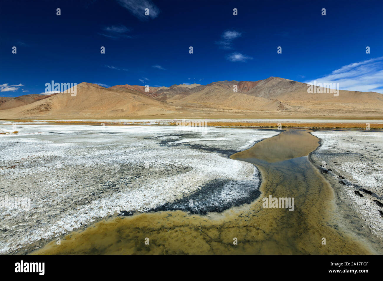 Tso Kar lake in Himalayas, Ladakh, India. Stock Photo