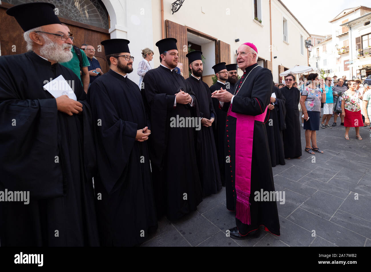 Corigliano Rossano, Cardinals and Bishops during the visit of Bartholomew I, Patriarch of Constantinople, considered the Pope of Greek Orthodox Catholics. 19/09/2019, Corigliano Rossano, Italy Stock Photo