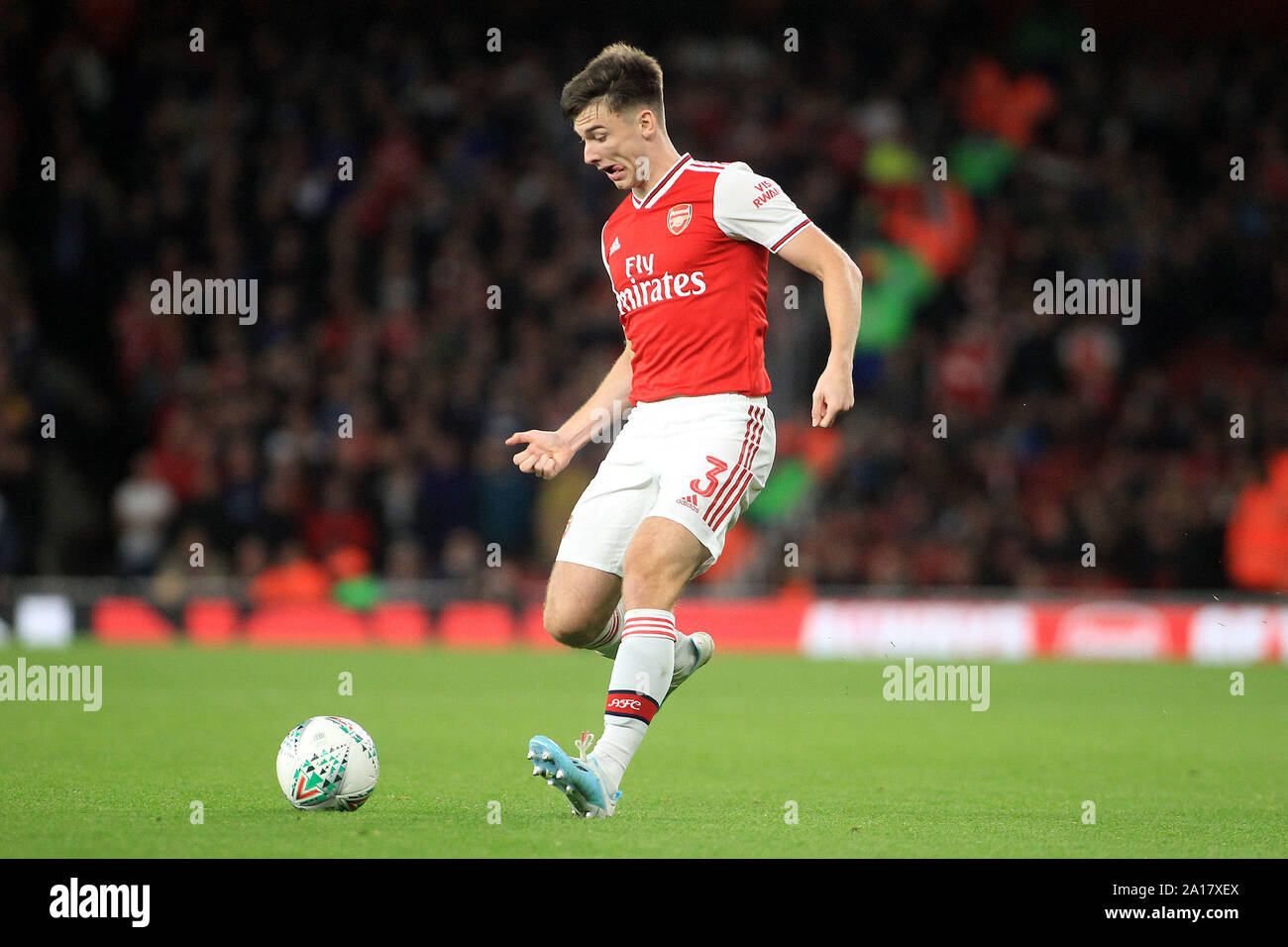 Kieran Tierney of Arsenal during the Premier League match between  Nottingham Forest and Arsenal at the City Ground, Nottingham on Saturday  20th May 2023. (Photo: Jon Hobley