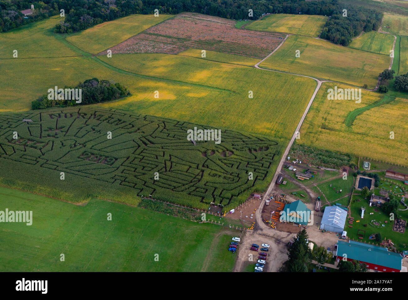 The Schuster Corn Maze near Deerfield, Wisconsin, USA. Stock Photo