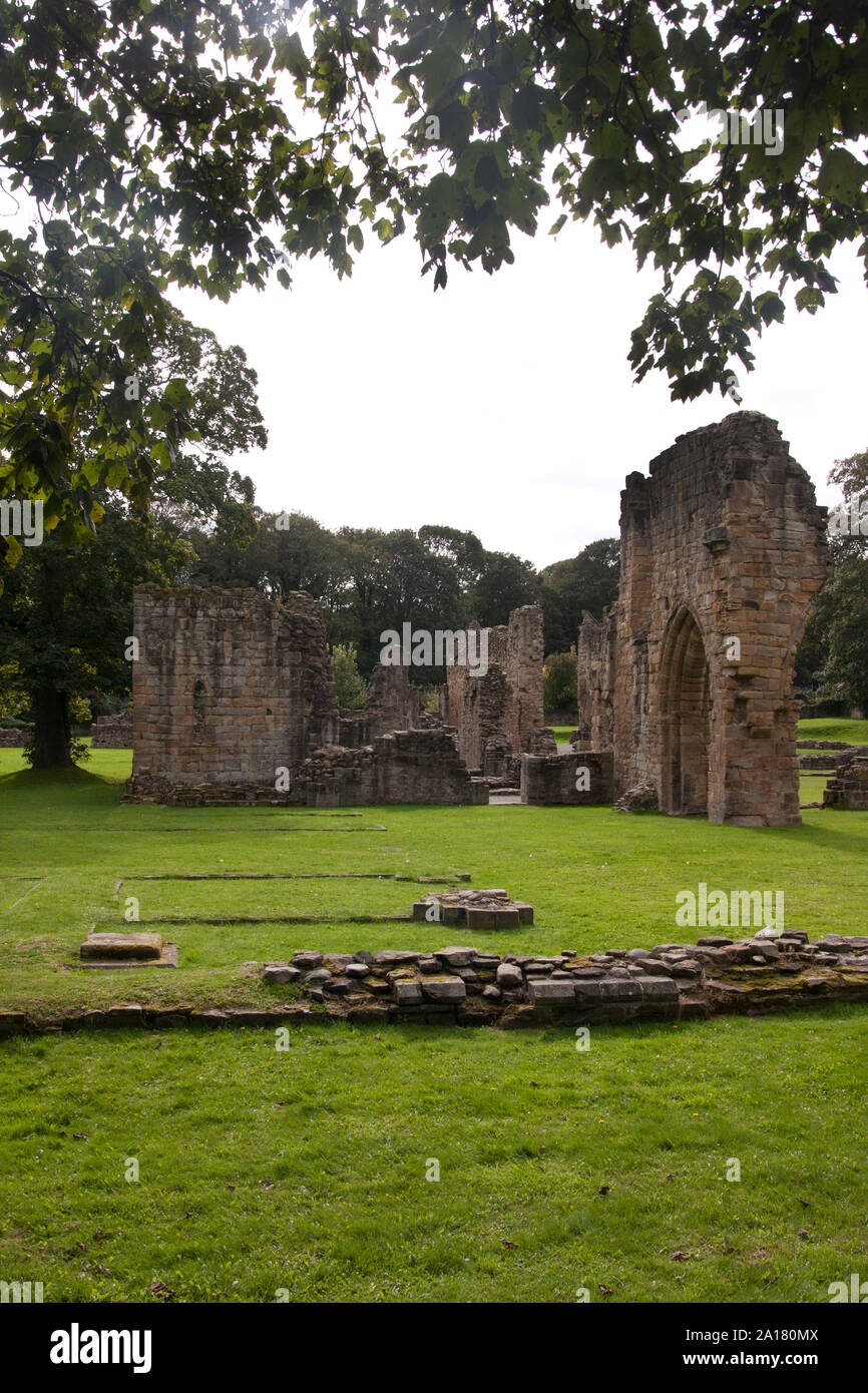 Basingwerk Abbey (Abaty Dinas Basing) in Greenfield Heritage Park, Holywell, Flintshire, North Wales Stock Photo