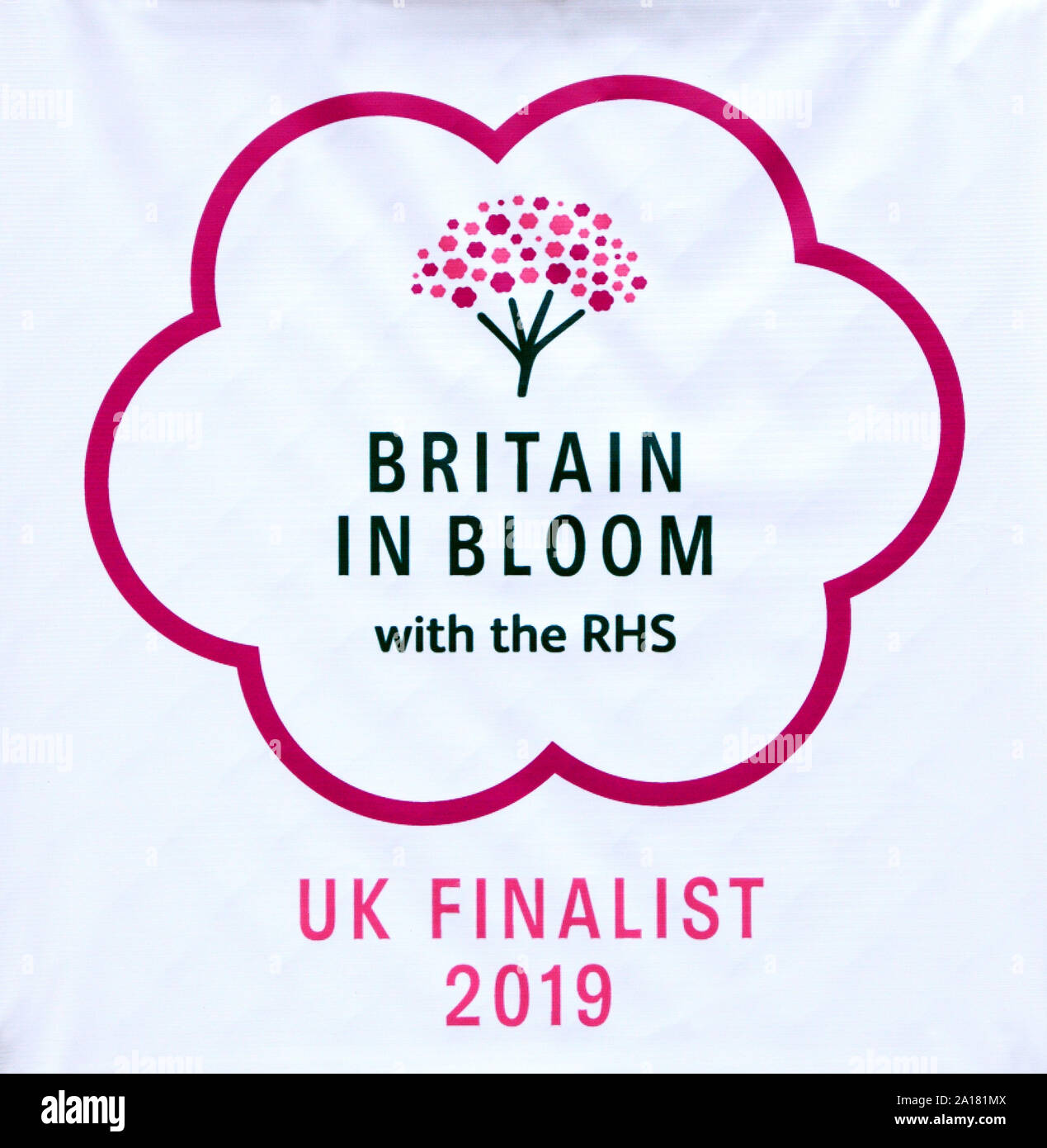 Britain in Bloom, with the RHS, UK Finalist 2019, banner, award Stock Photo