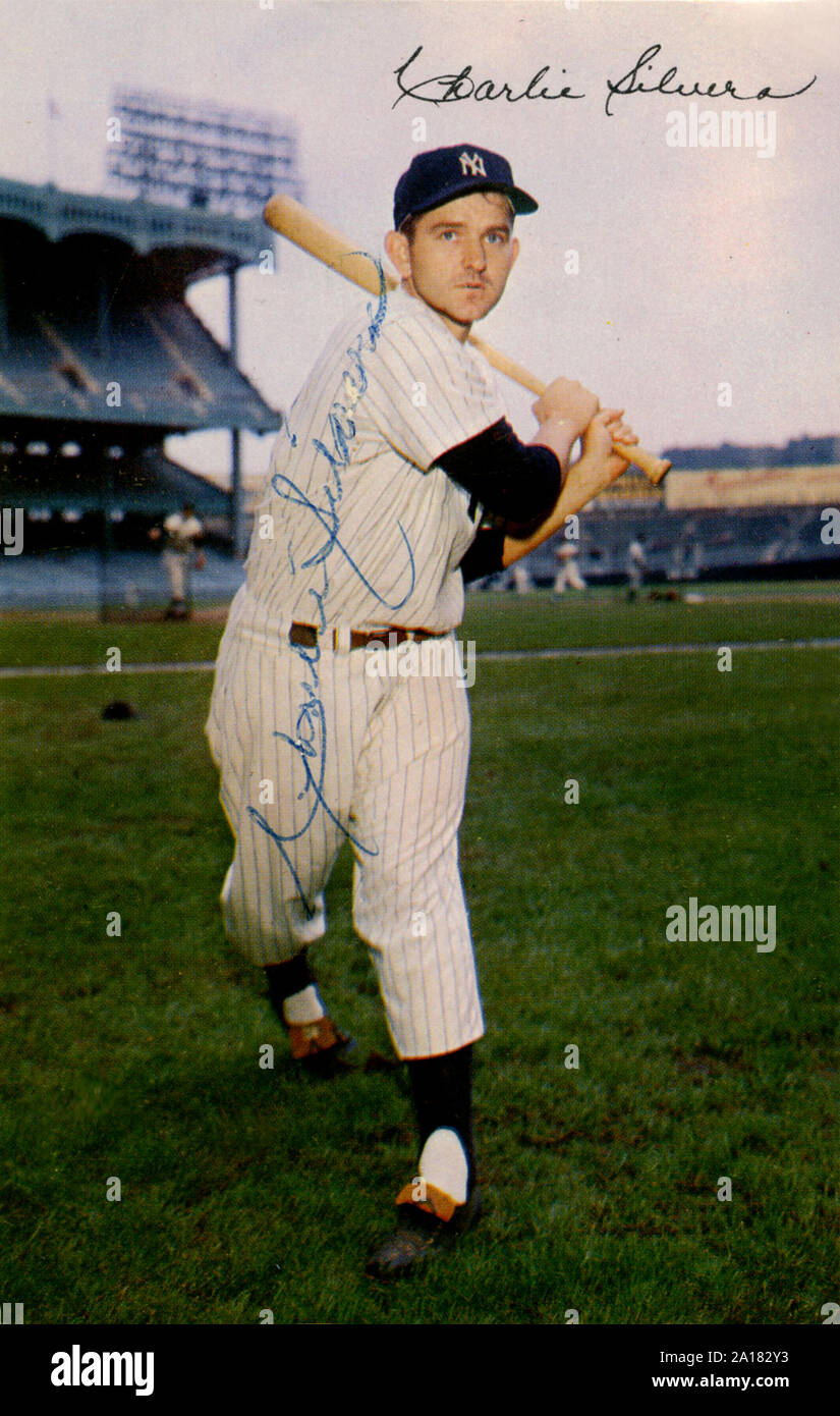 Vintage color photo of New York Yankees player Charlie Silvera circa 1950’s. Stock Photo