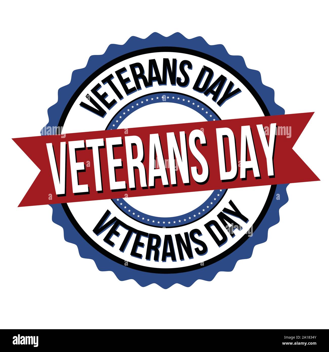 Veterans day label or sticker on white background, vector illustration Stock Vector