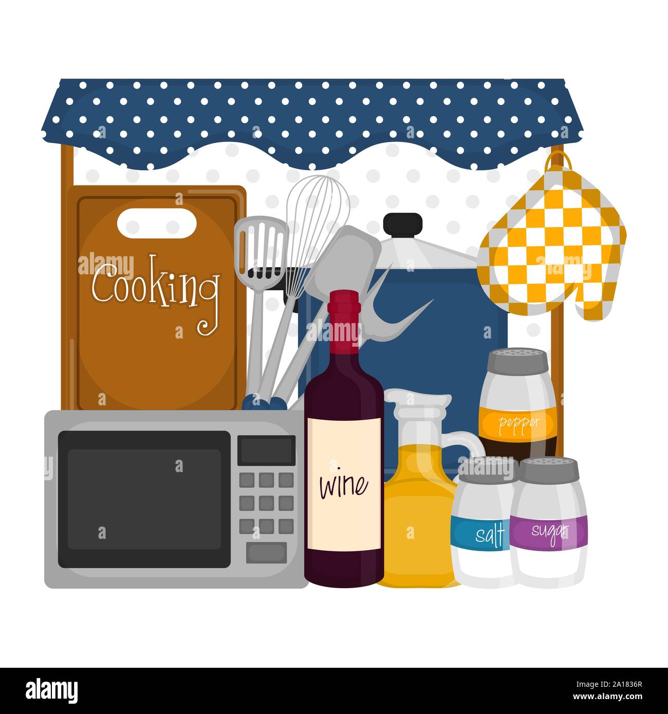 Set of cookware with text Vector illustration Stock Vector Image