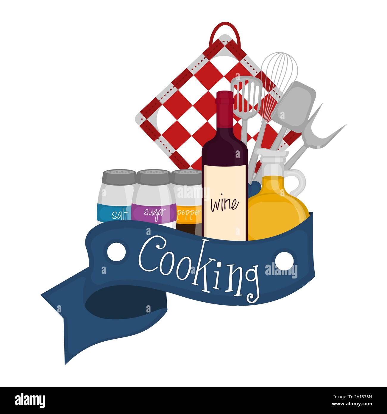 Set of cookware with a cooking text label - Vector Stock Vector Image ...