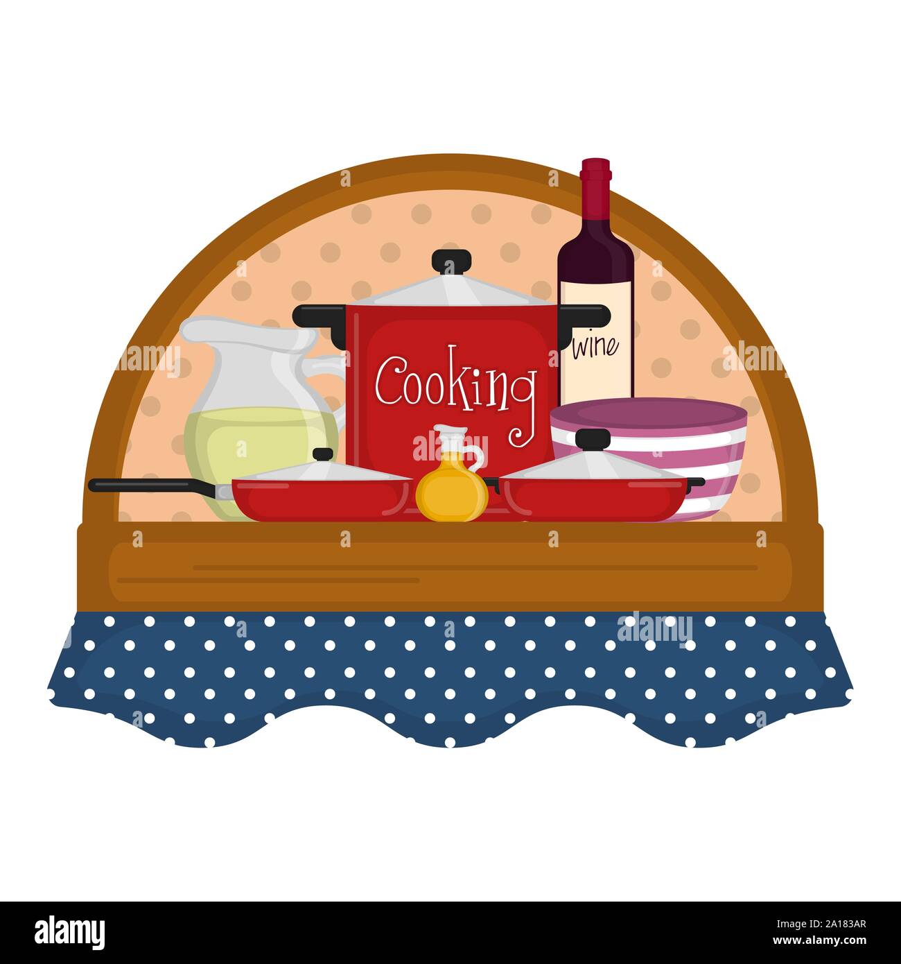 Set of cookware in a label Vector illustration Stock Vector Image