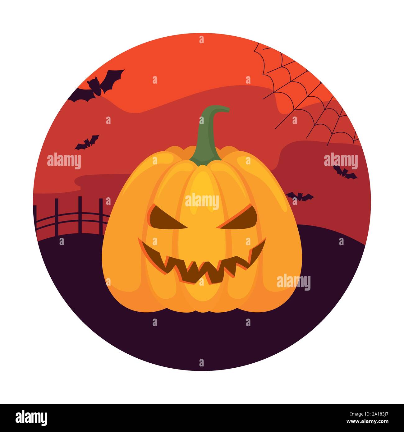 Pumpkin design over halloween scene, vector illustration Stock Vector ...
