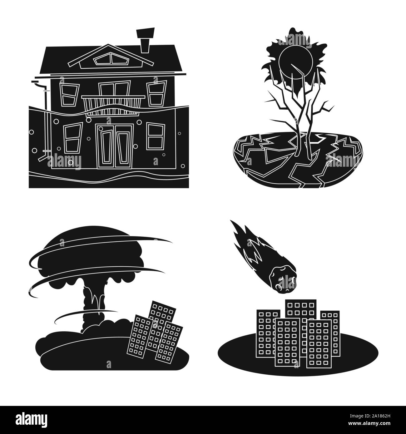 Vector design of calamity and crash icon. Collection of calamity and